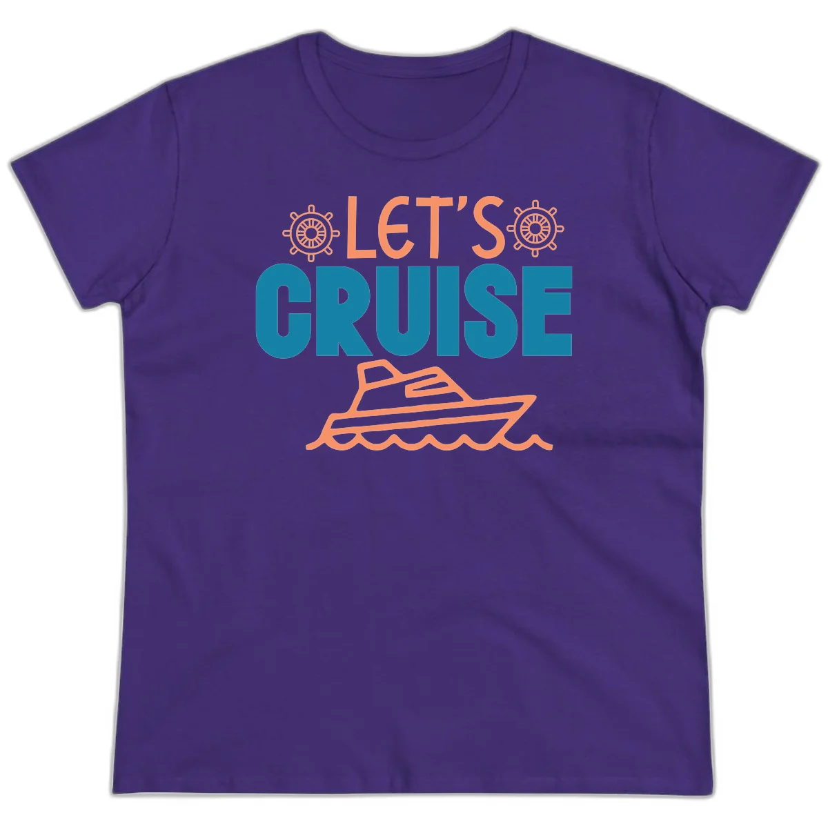 Let's Cruise Nautical Vacation Ladies Tee in Purple