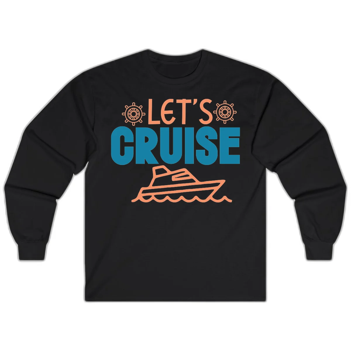 Let's Cruise Nautical Vacation Long Sleeve in Black