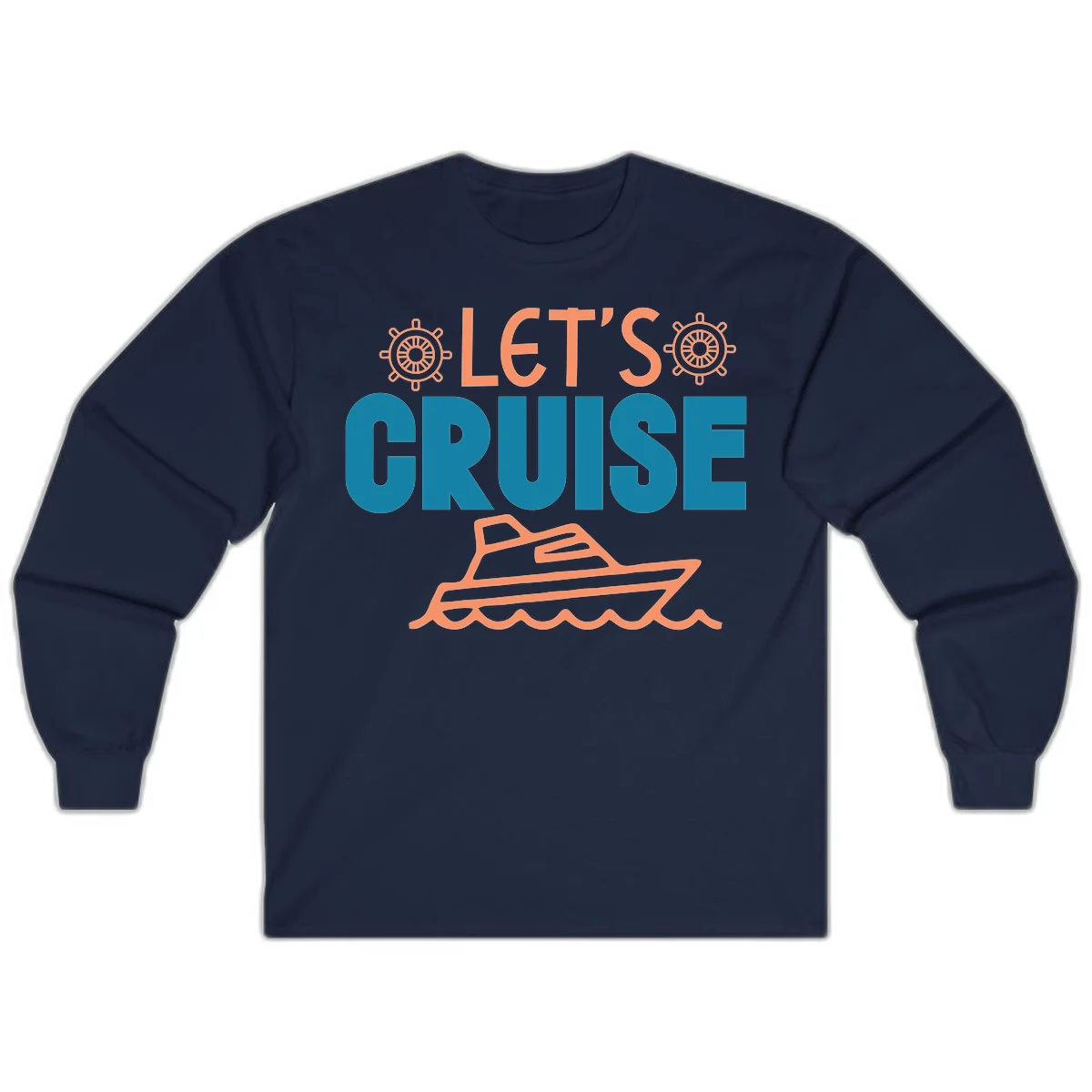 Let's Cruise Nautical Vacation Long Sleeve in Navy