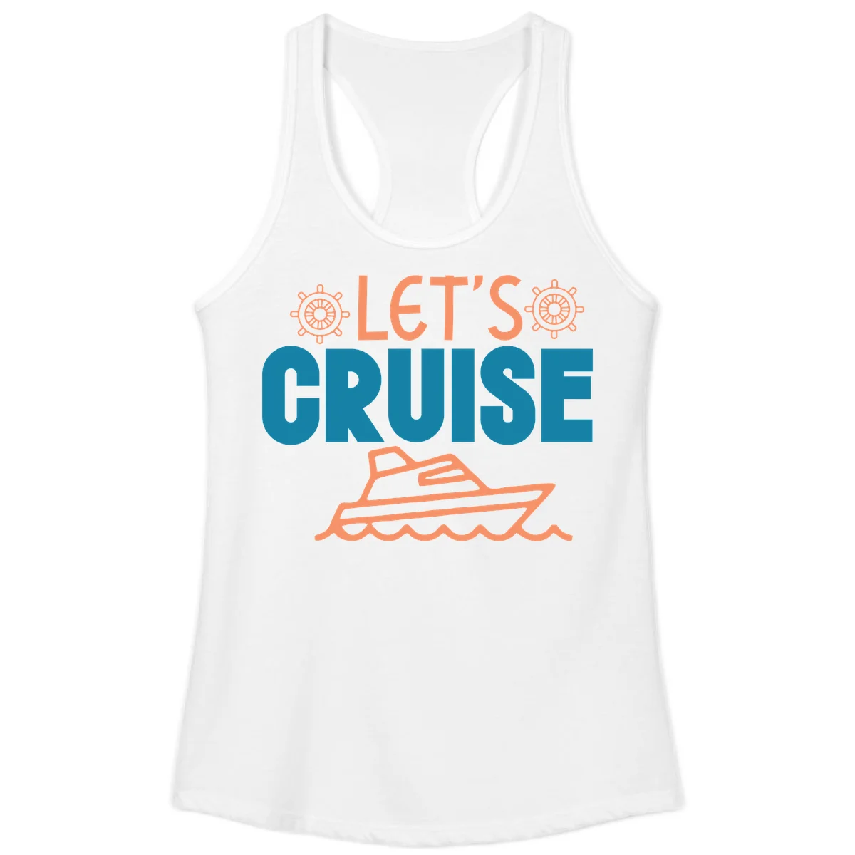 Let's Cruise Nautical Vacation Ladies Tank in White