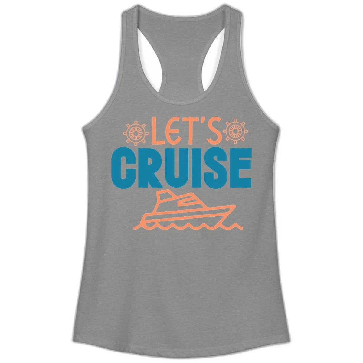 Let's Cruise Nautical Vacation Ladies Tank in Heather Grey