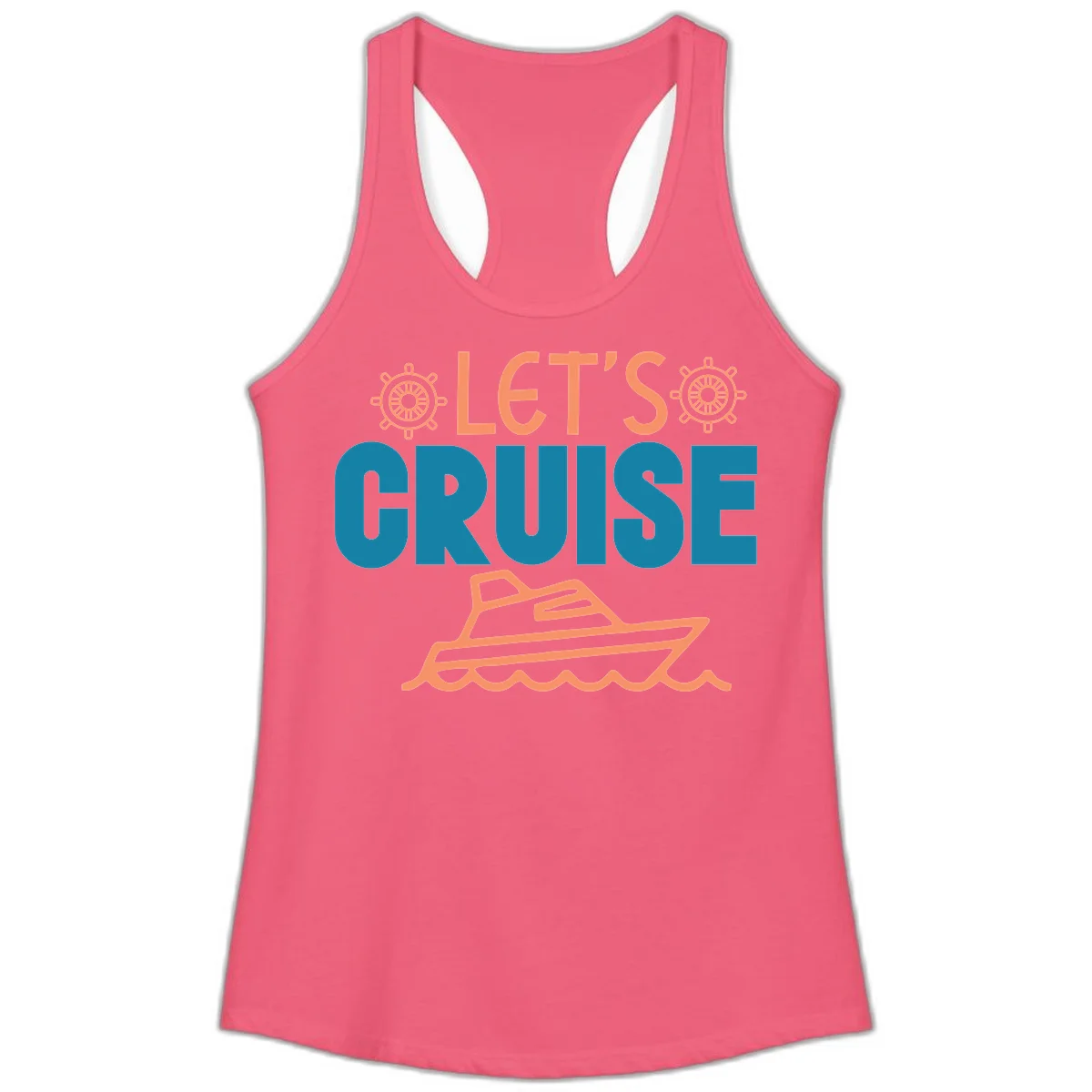 Let's Cruise Nautical Vacation Ladies Tank in Hot Pink
