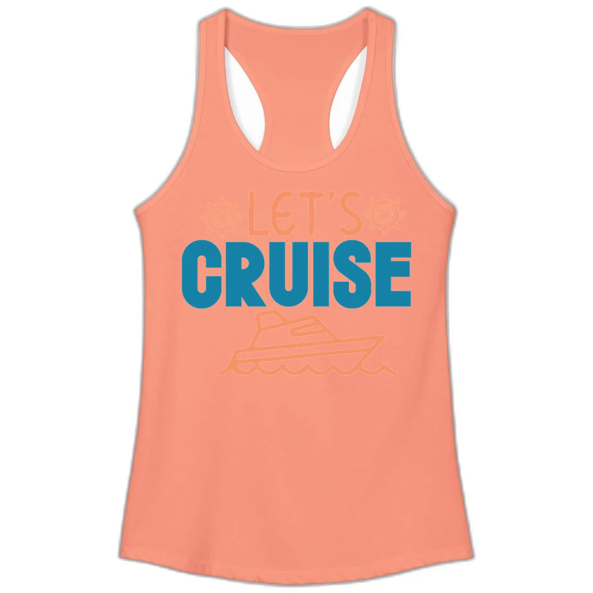 Let's Cruise Nautical Vacation Ladies Tank in Solid Light Orange