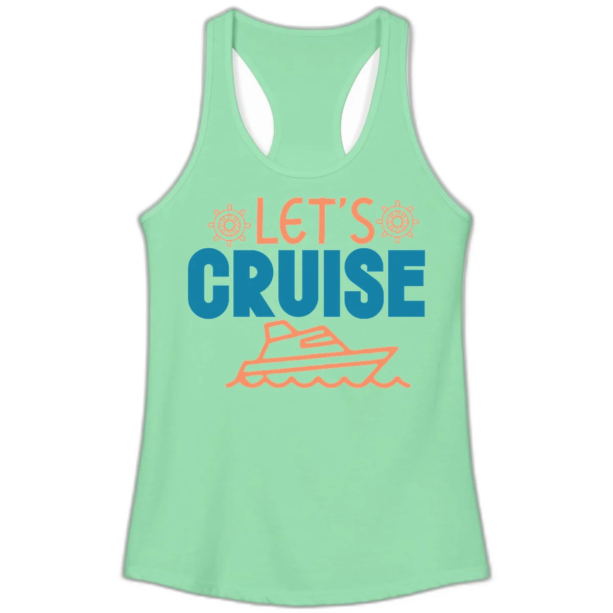 Let's Cruise Nautical Vacation Ladies Tank in Solid Mint