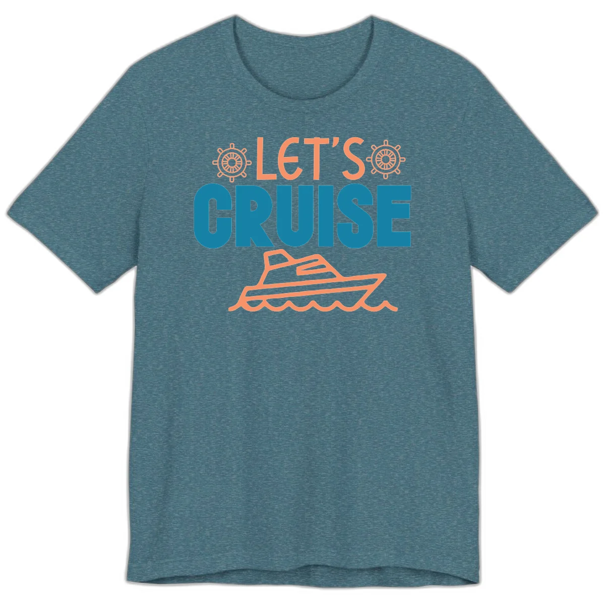 Let's Cruise Nautical Yacht Premium T-Shirt in Heather Deep Teal