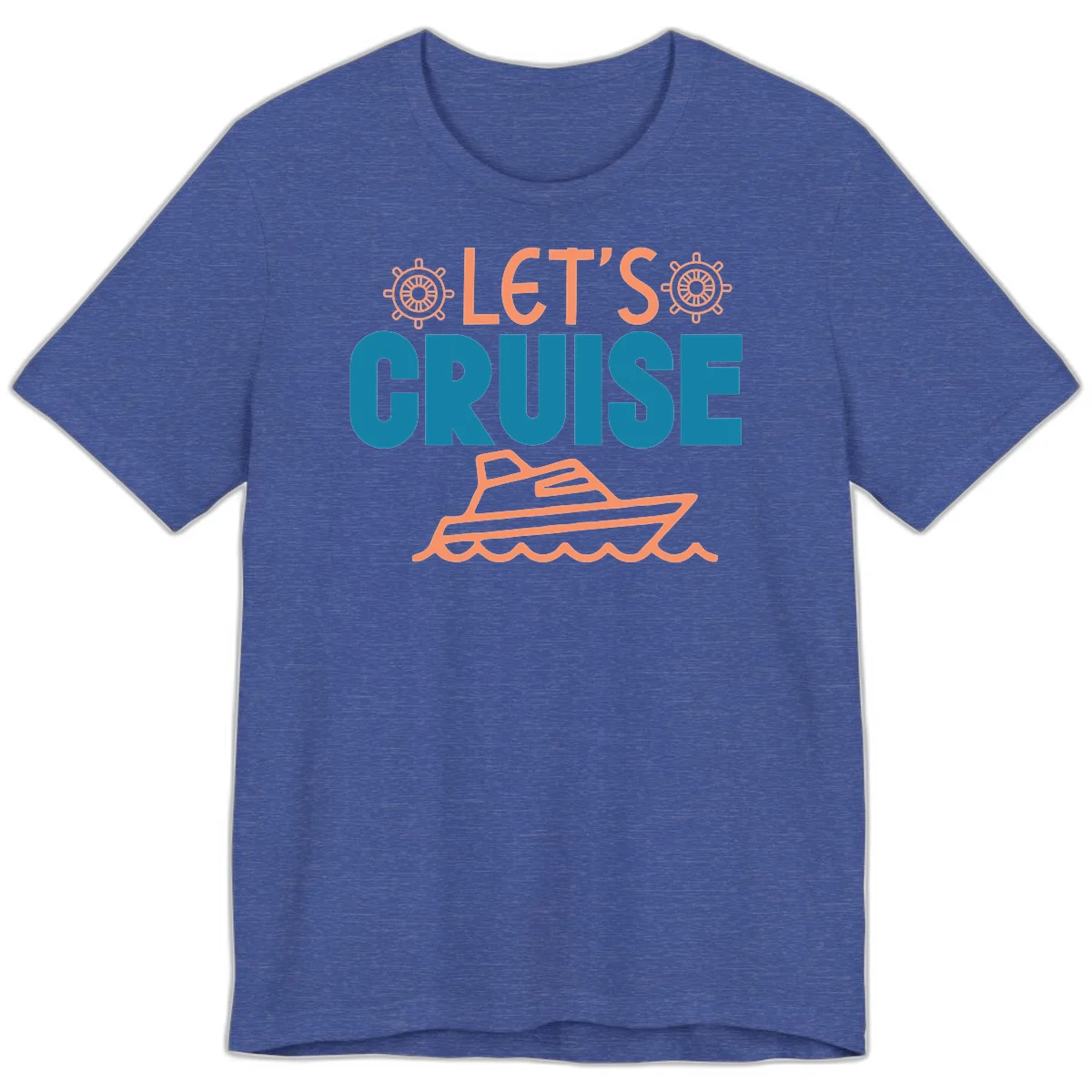 Let's Cruise Nautical Yacht Premium T-Shirt in Heather True Royal