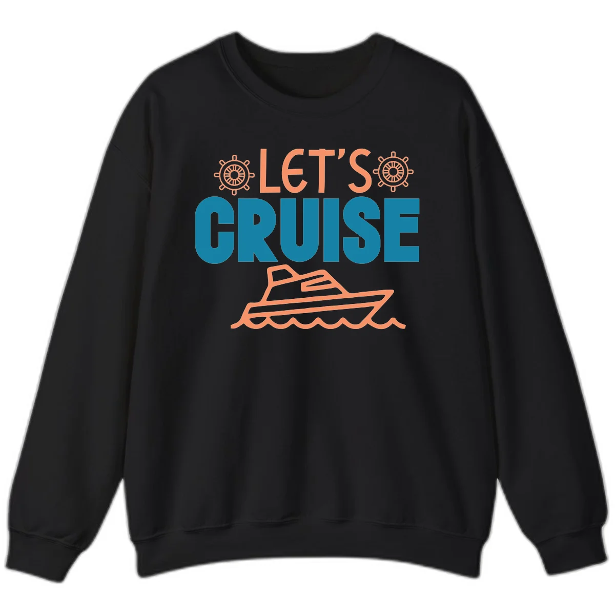 Let's Cruise Nautical Vacation Sweatshirt in Black