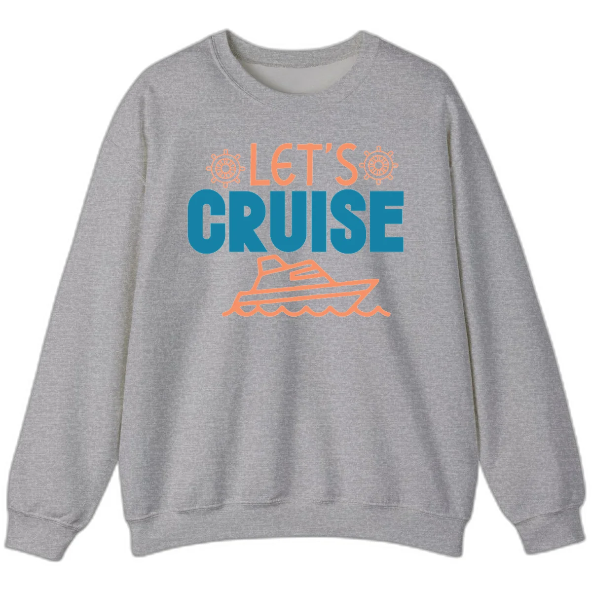 Let's Cruise Nautical Vacation Sweatshirt in Sport Grey