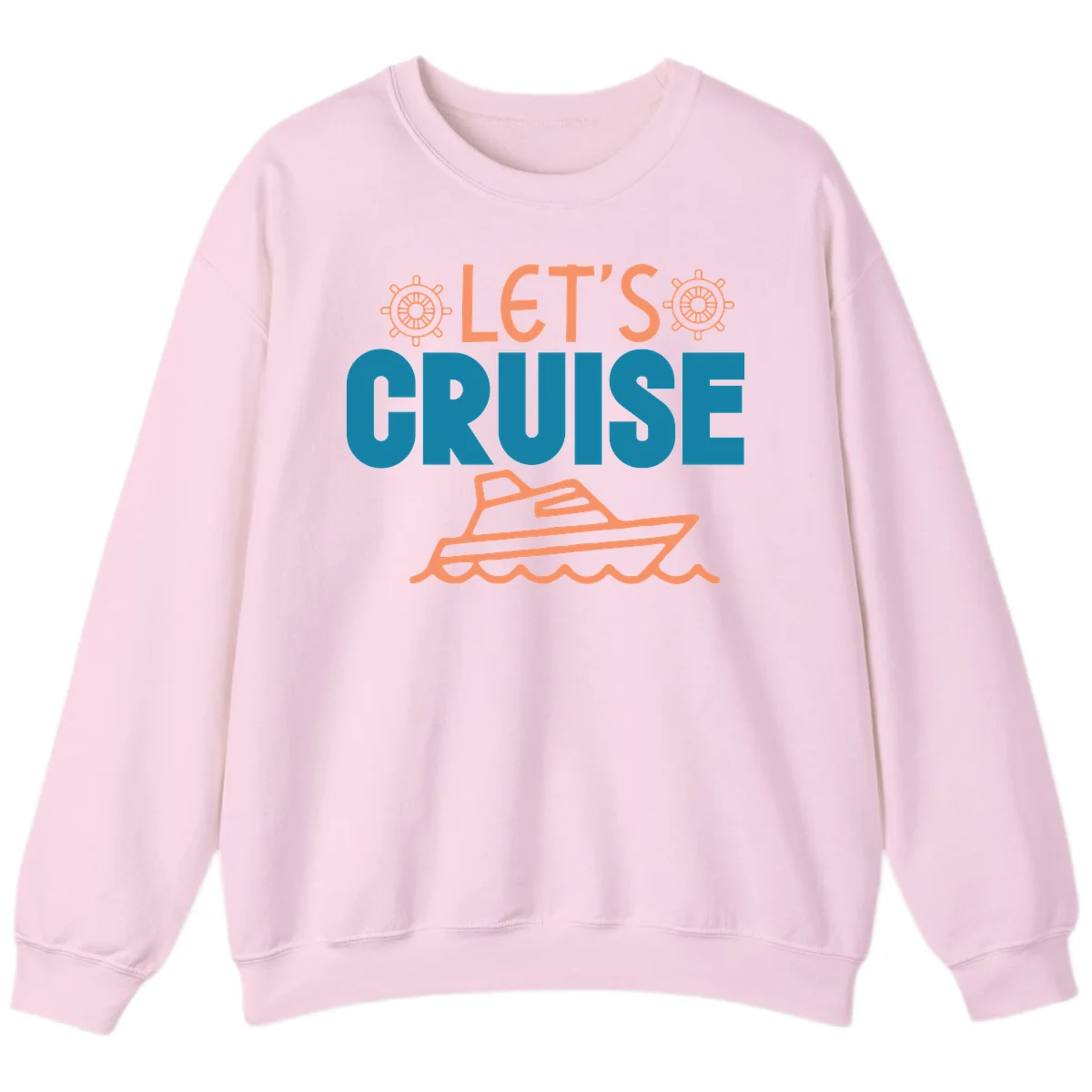 Let's Cruise Nautical Vacation Sweatshirt in Light Pink