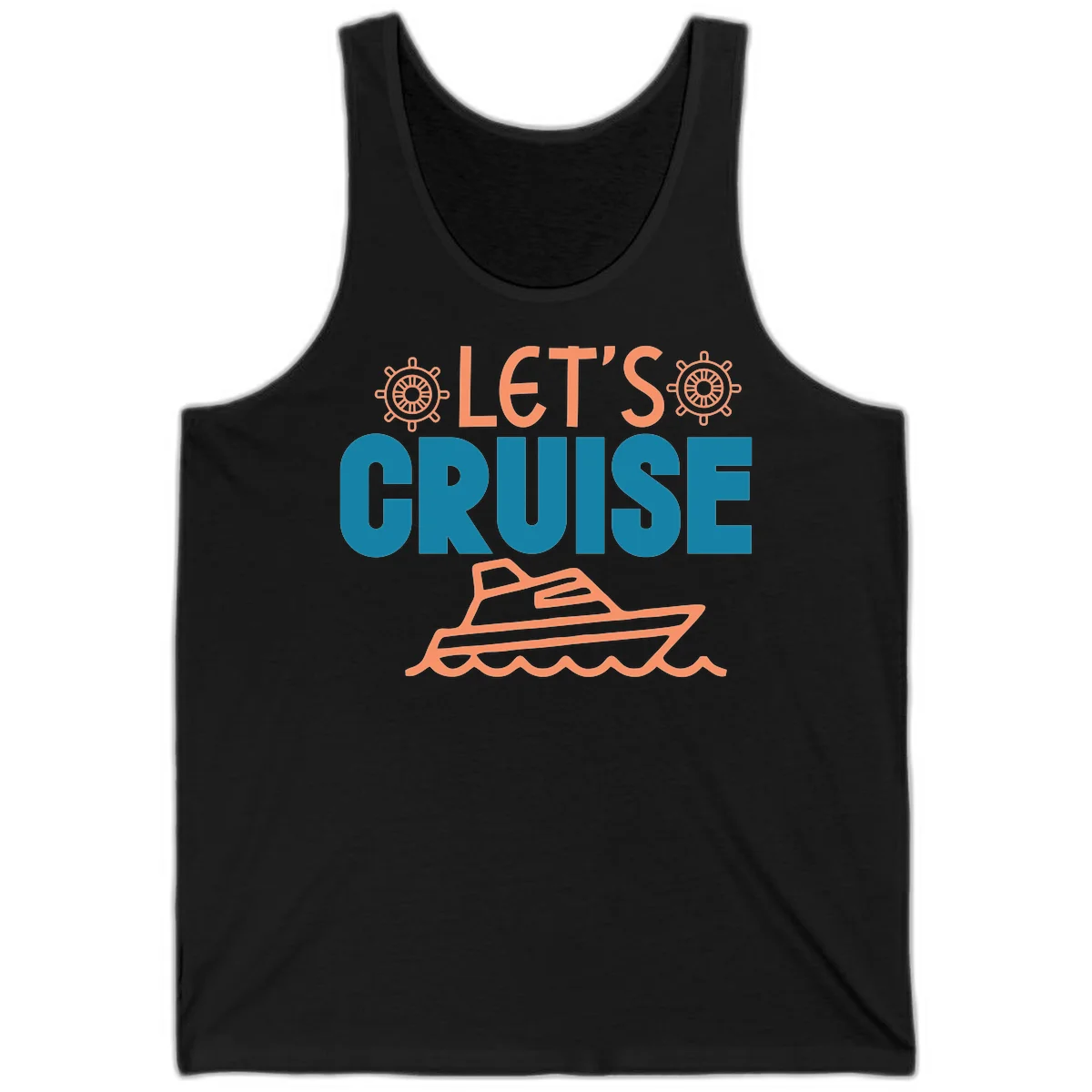 Let's Cruise Nautical Vacation Tank Top in Black