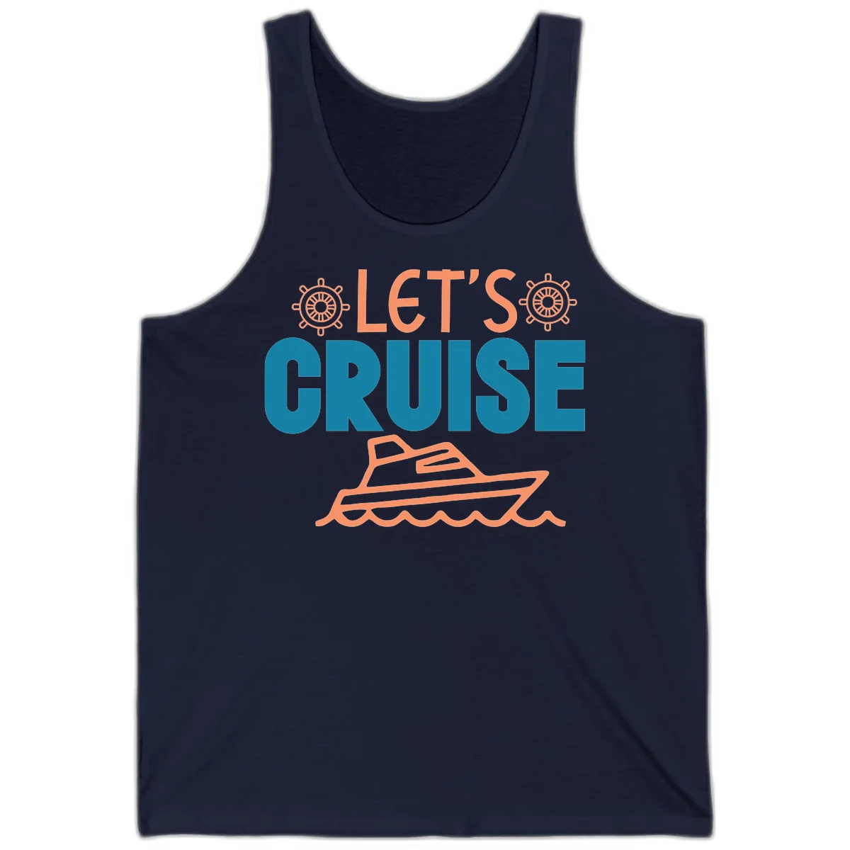 Let's Cruise Nautical Vacation Tank Top in Navy