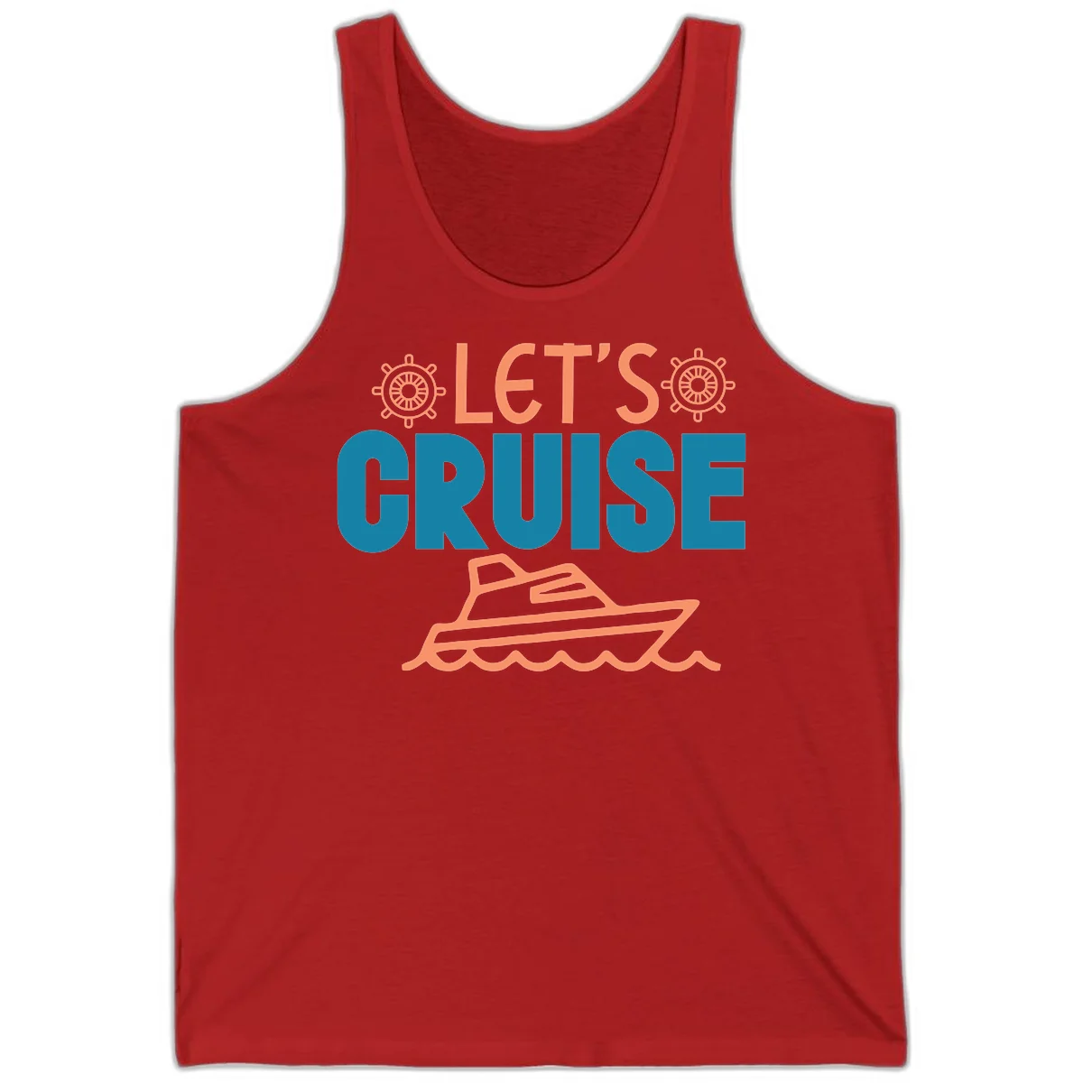 Let's Cruise Nautical Vacation Tank Top in Red