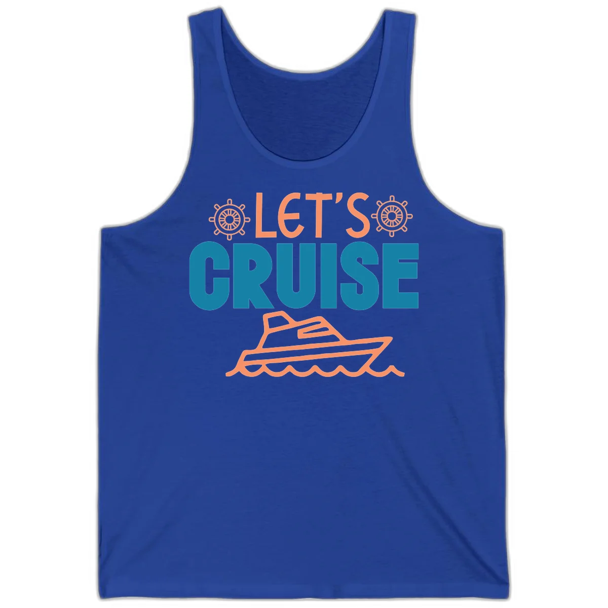 Let's Cruise Nautical Vacation Tank Top in True Royal