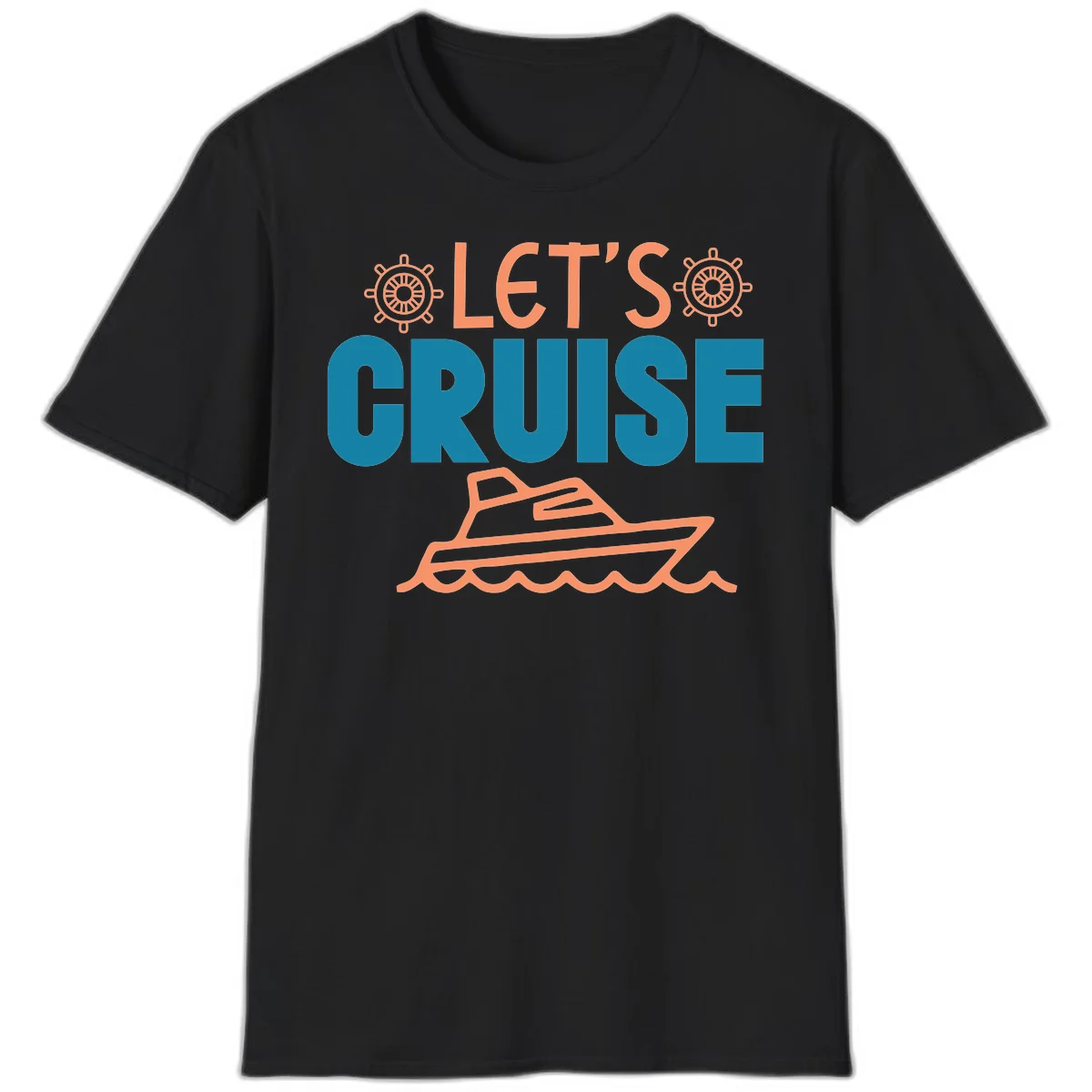 Let's Cruise Nautical Yacht Vacation T-Shirt in Black