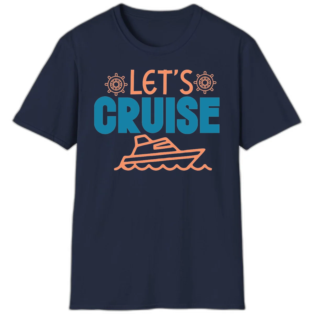 Let's Cruise Nautical Yacht Vacation T-Shirt in Navy