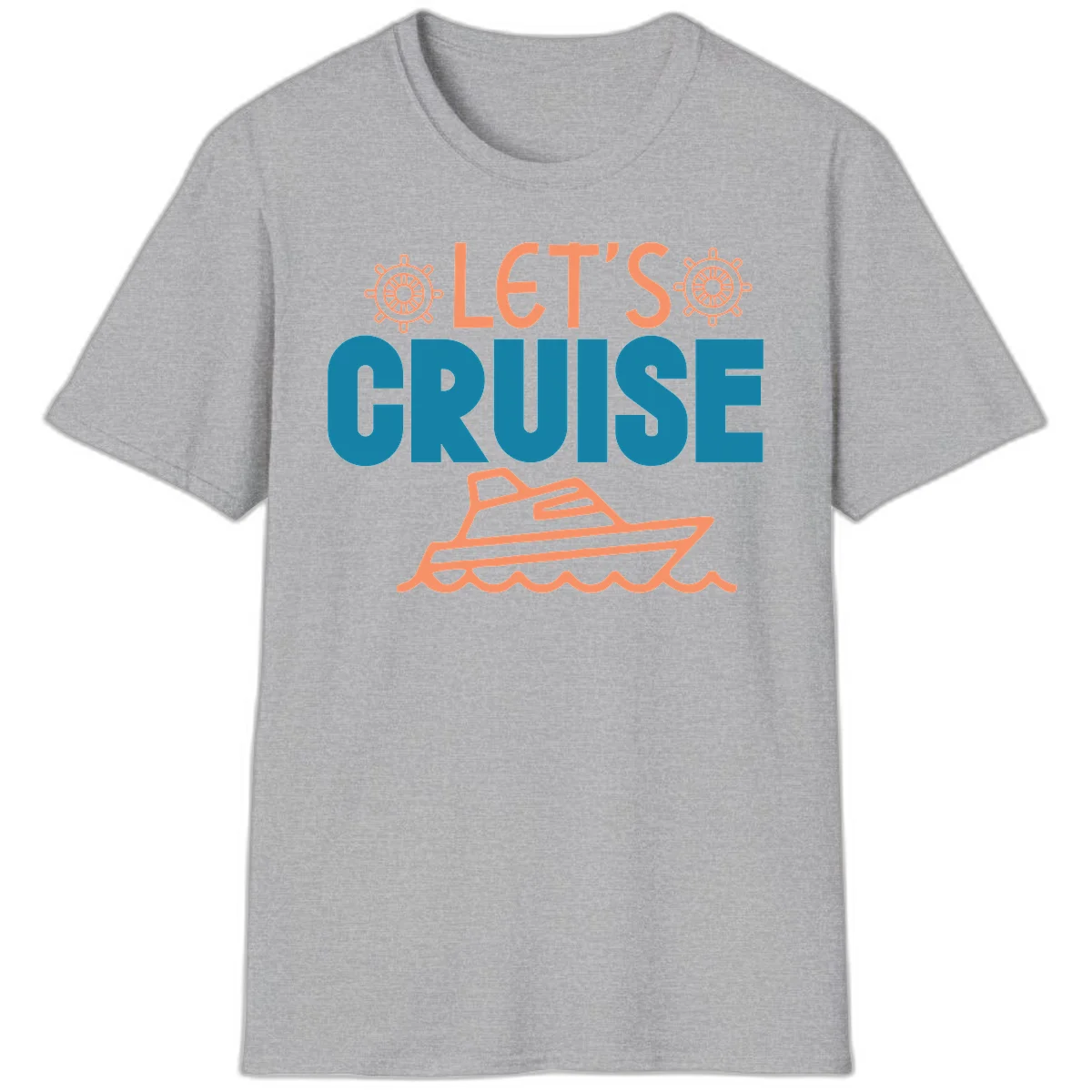 Let's Cruise Nautical Yacht Vacation T-Shirt in Sport Grey