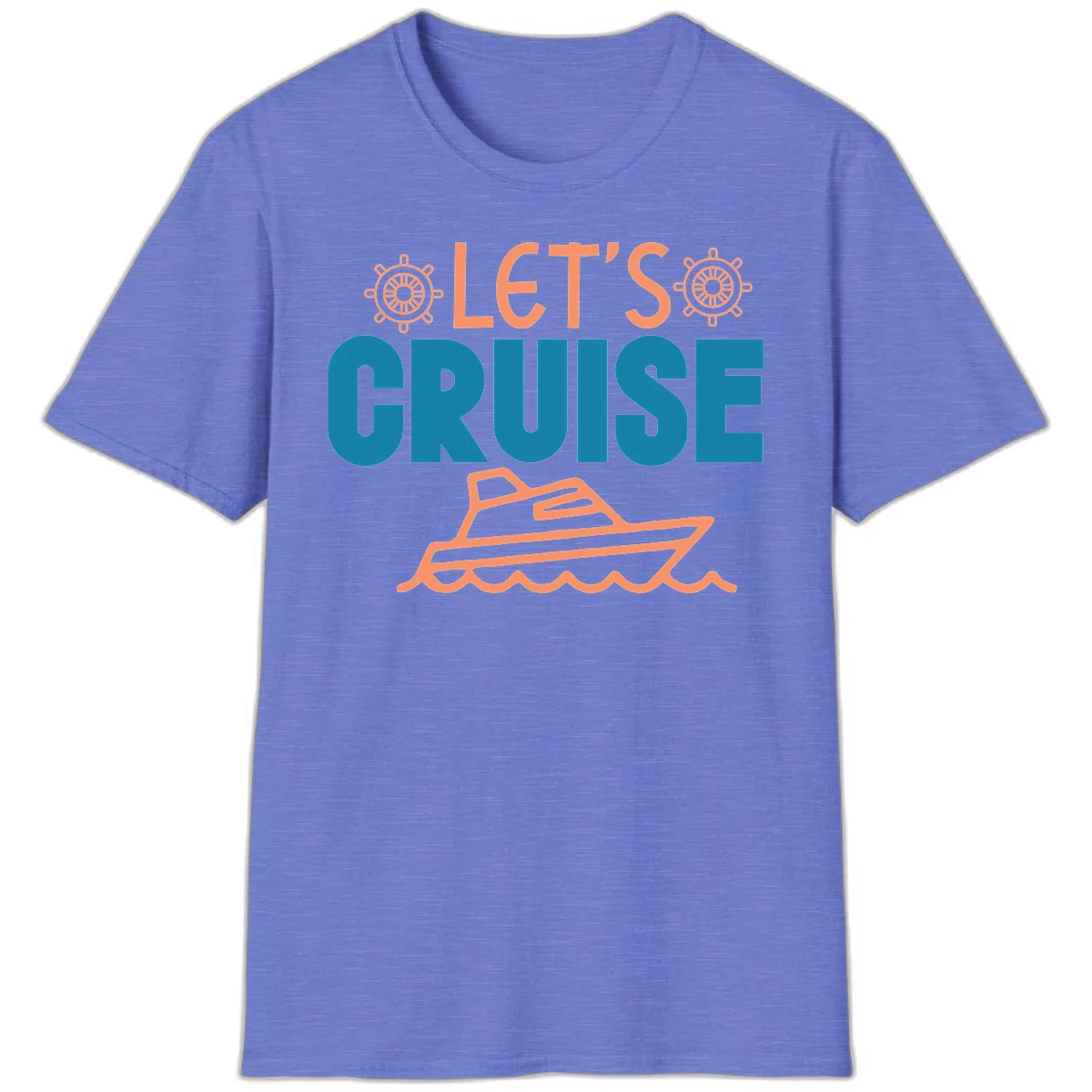Let's Cruise Nautical Yacht Vacation T-Shirt in Heather Royal
