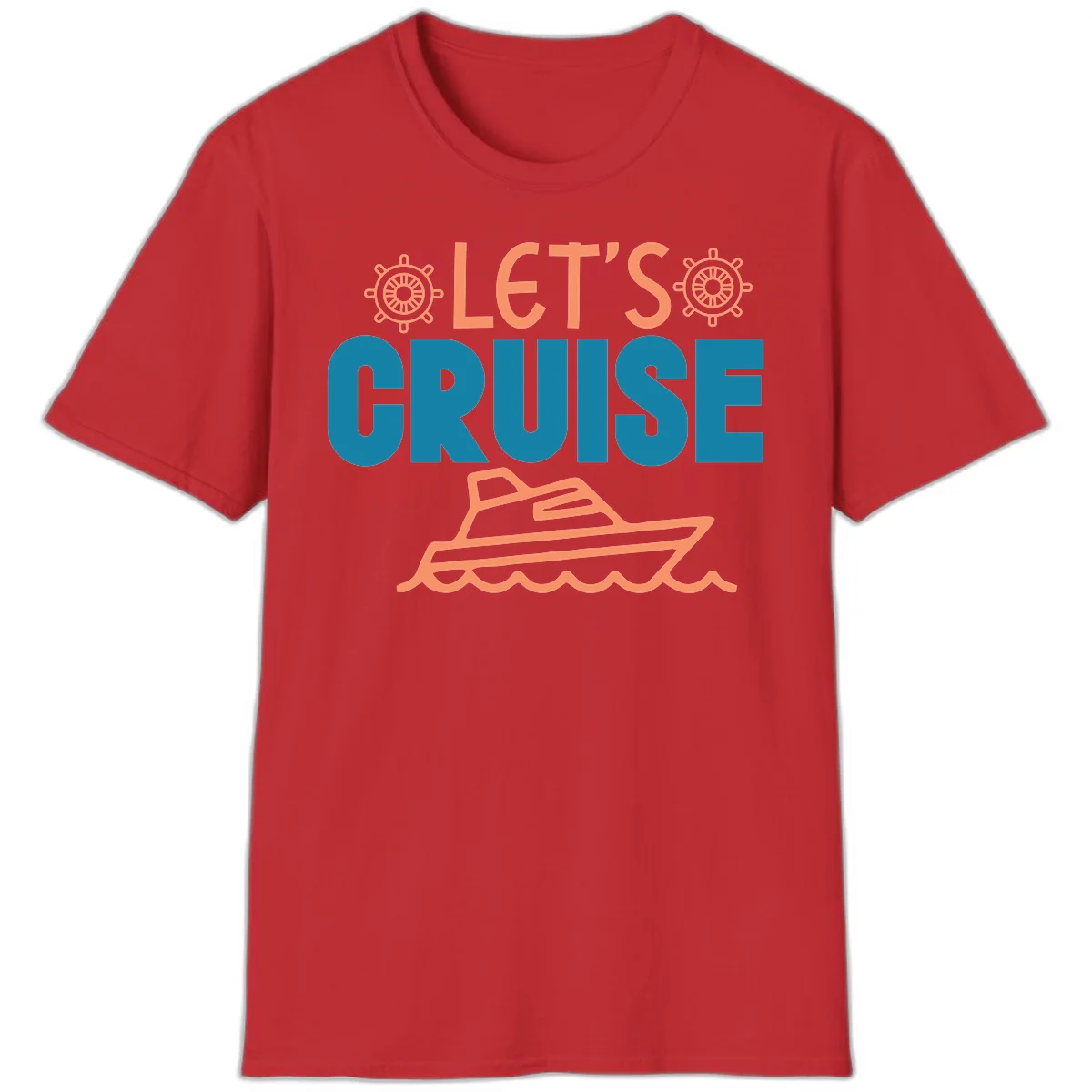 Let's Cruise Nautical Yacht Vacation T-Shirt in Red