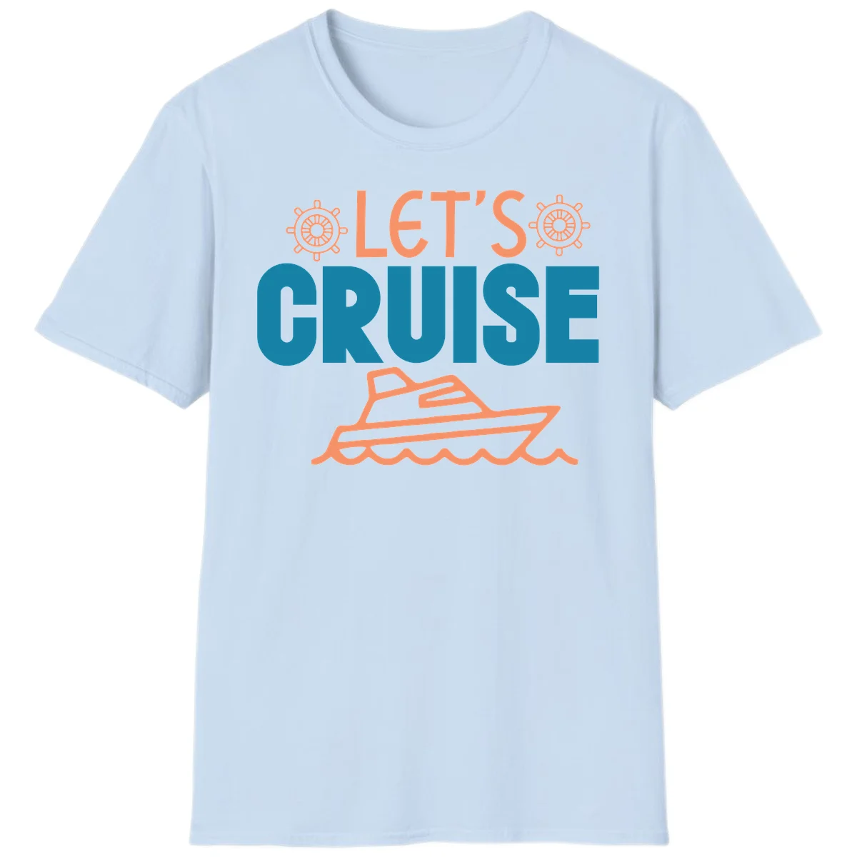 Let's Cruise Nautical Yacht Vacation T-Shirt in Light Blue