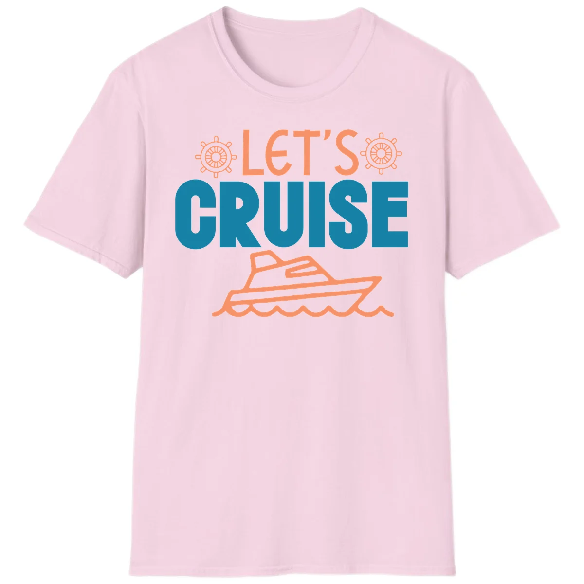 Let's Cruise Nautical Yacht Vacation T-Shirt in Light Pink