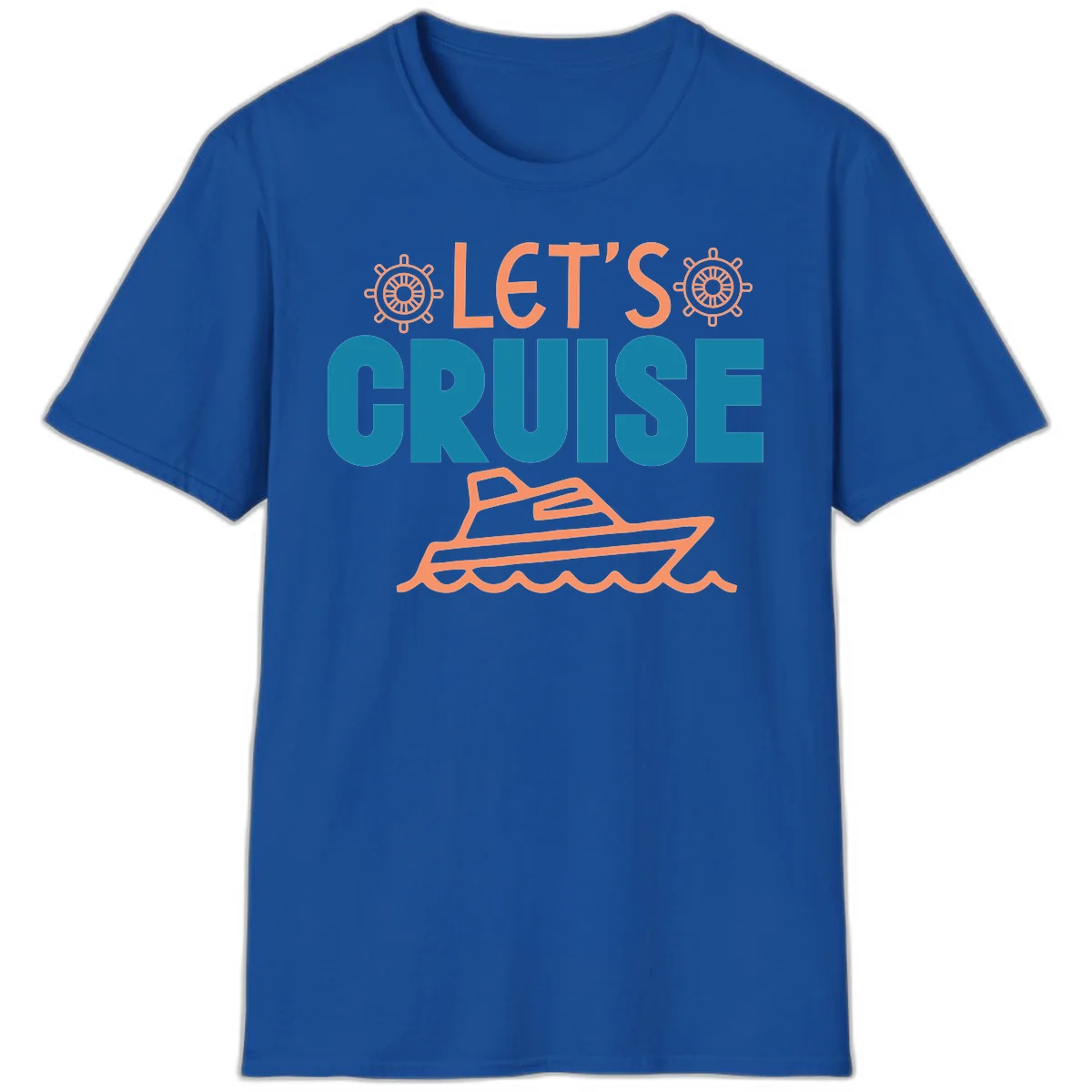 Let's Cruise Nautical Yacht Vacation T-Shirt in Royal