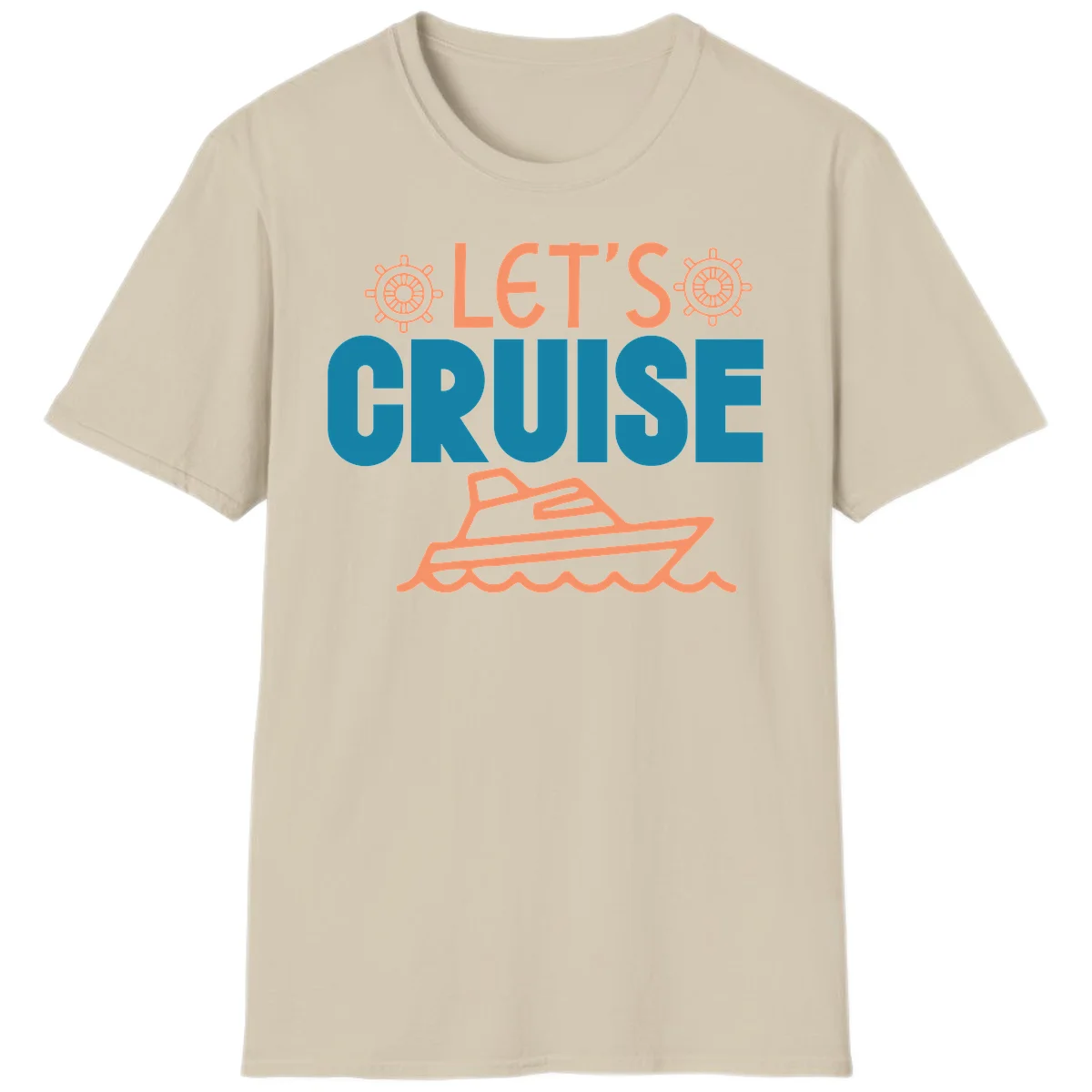 Let's Cruise Nautical Yacht Vacation T-Shirt in Sand