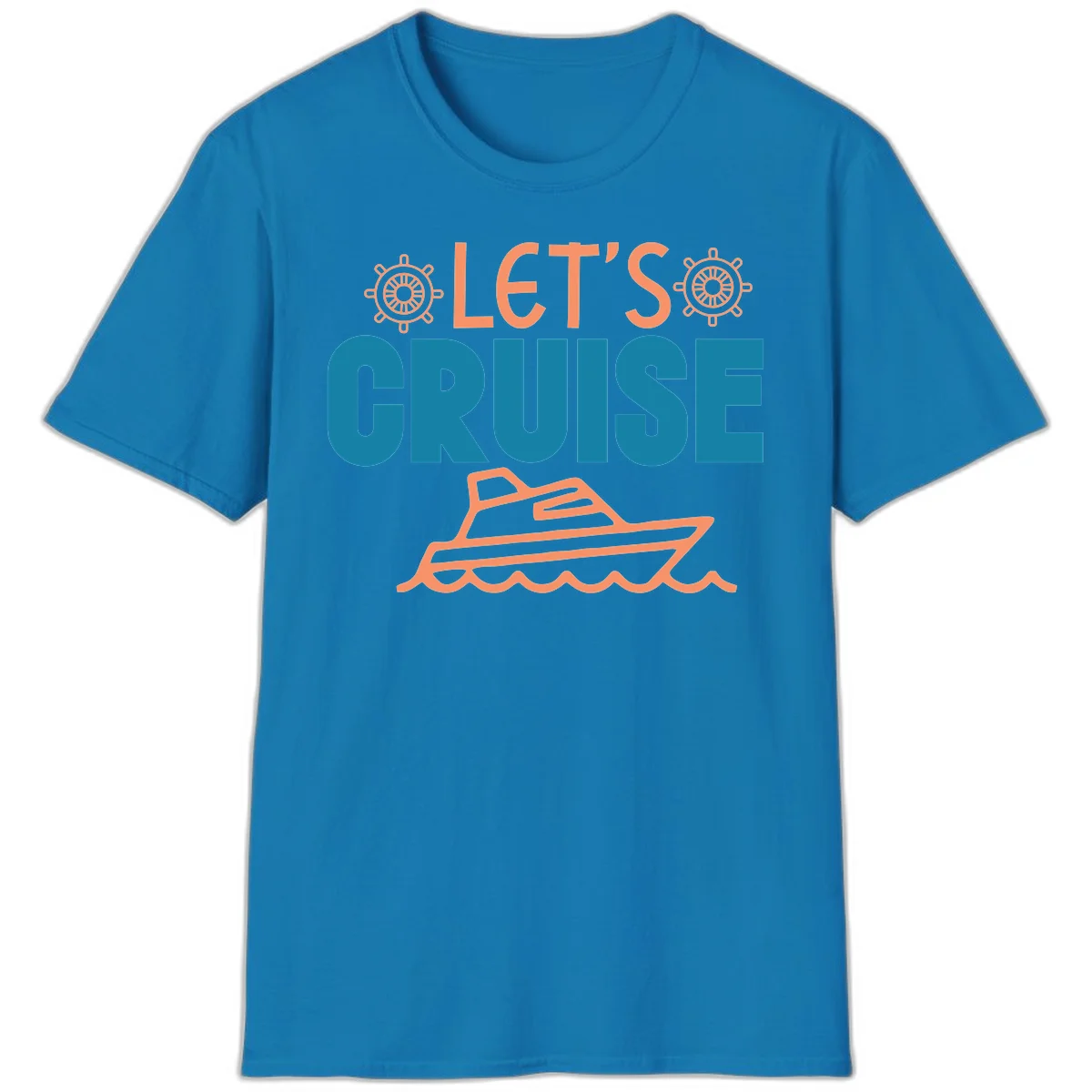 Let's Cruise Nautical Yacht Vacation T-Shirt in Sapphire