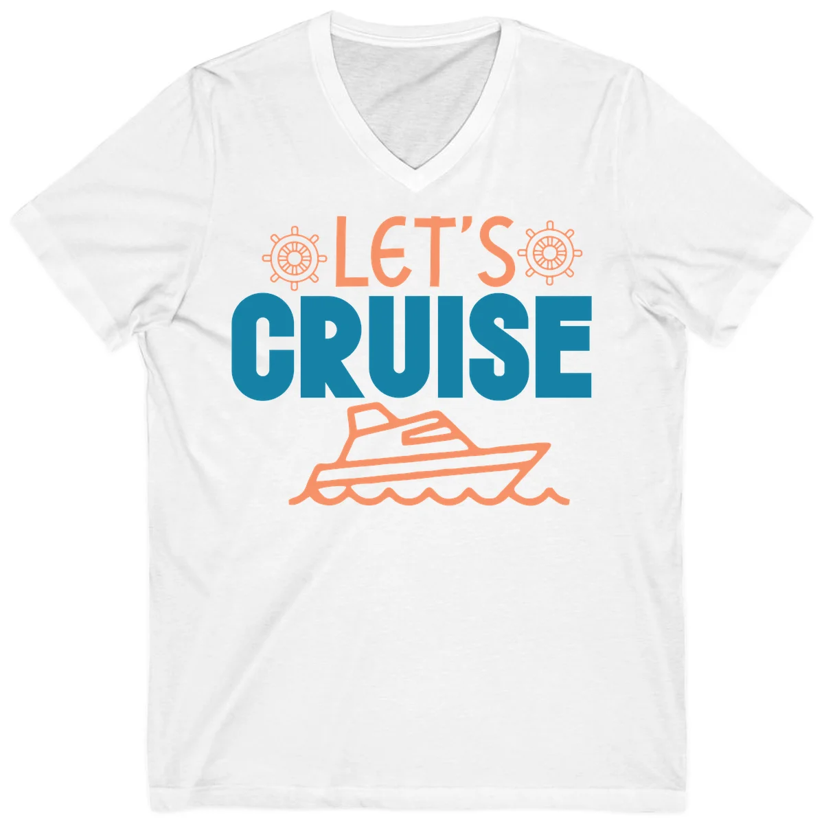 Let's Cruise Nautical Yacht Vacation V-Neck in White