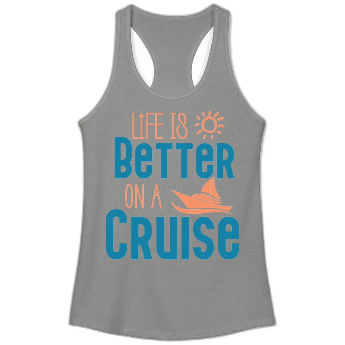 Life Is Better On A Cruise Ladies Tank in Heather Grey