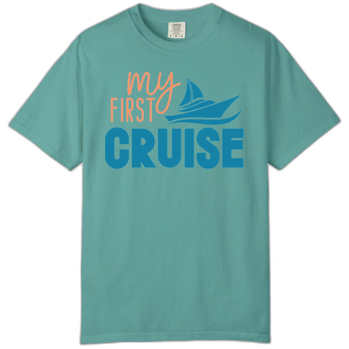 My First Cruise Comfort Color Tee for First-Timers in Seafoam