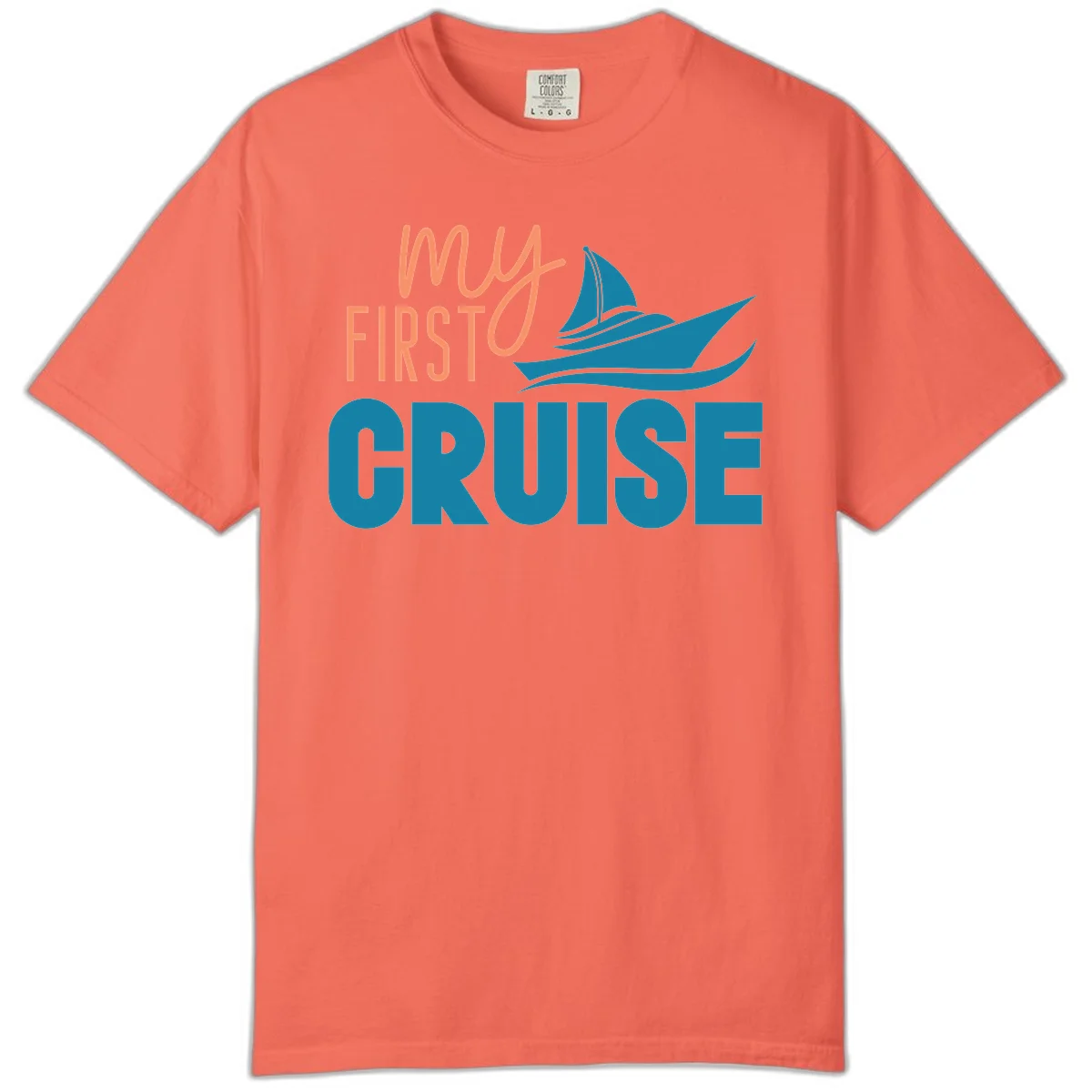 My First Cruise Comfort Color Tee for First-Timers in Bright Salmon