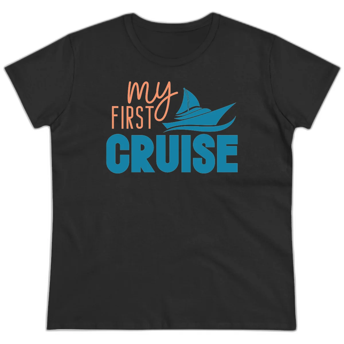 My First Cruise Ladies Tee for Her Maiden Voyage in Black