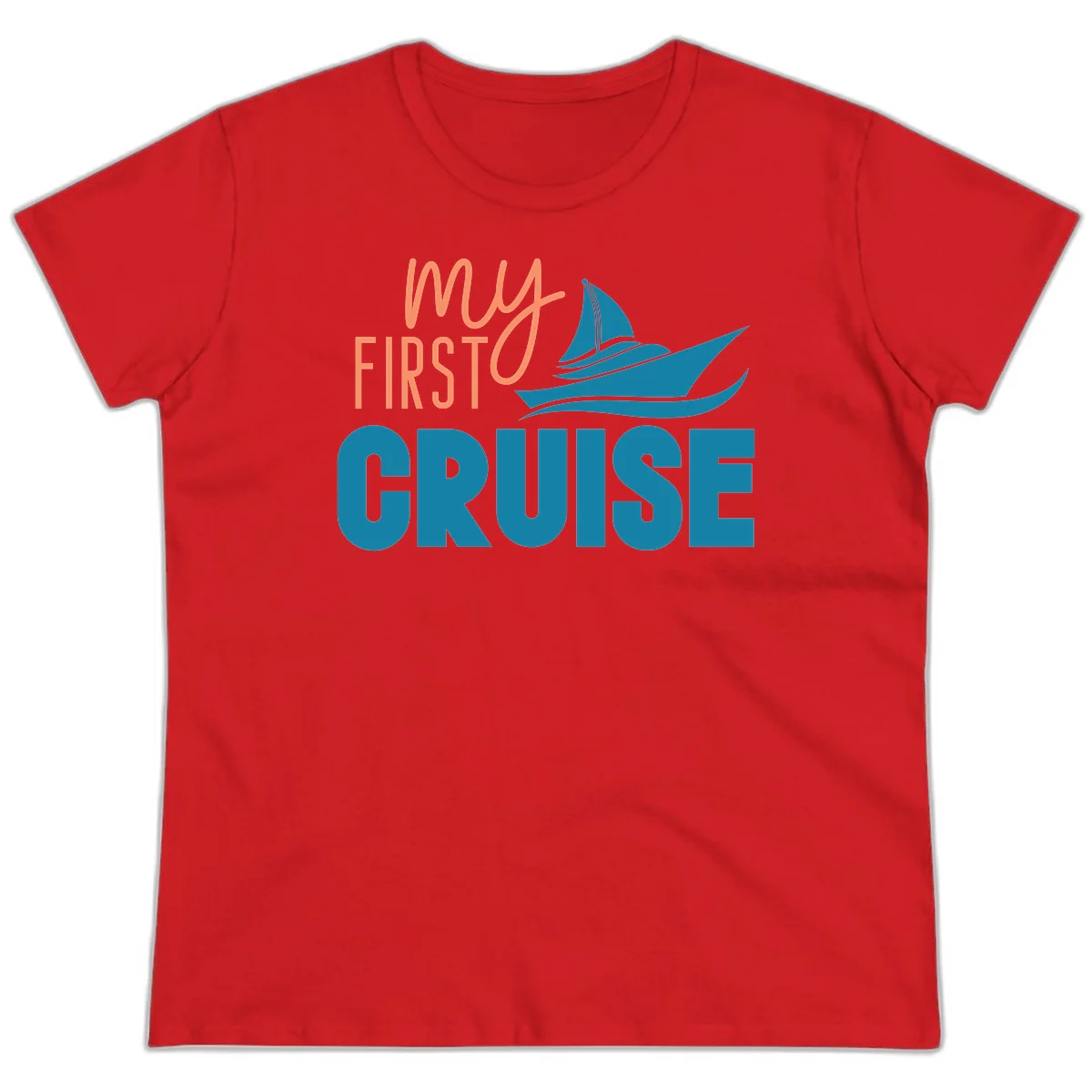 My First Cruise Ladies Tee for Her Maiden Voyage in Red