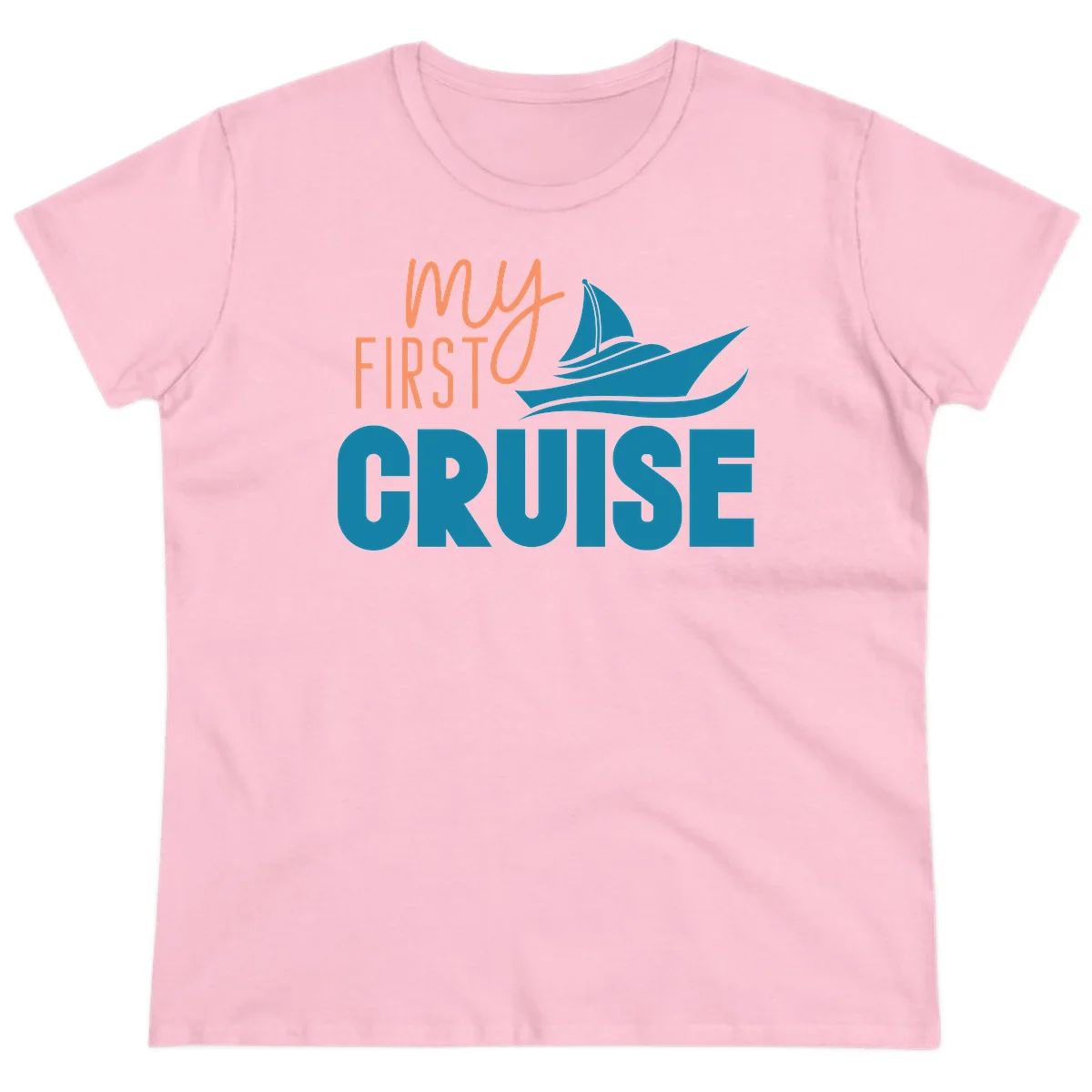 My First Cruise Ladies Tee for Her Maiden Voyage in Light Pink