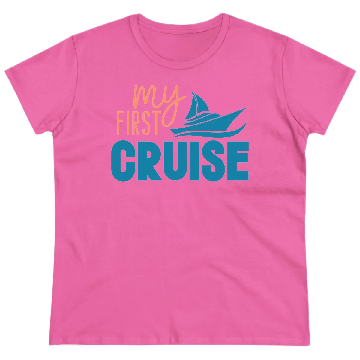 My First Cruise Ladies Tee for Her Maiden Voyage in Azalea