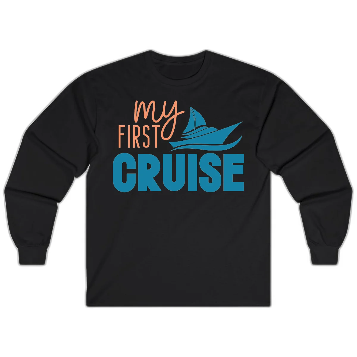 My First Cruise Long Sleeve Tee for Cool Evenings in Black