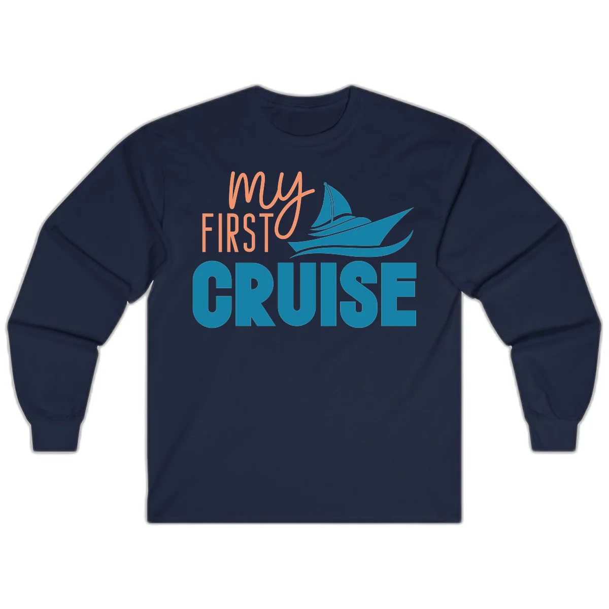 My First Cruise Long Sleeve Tee for Cool Evenings in Navy