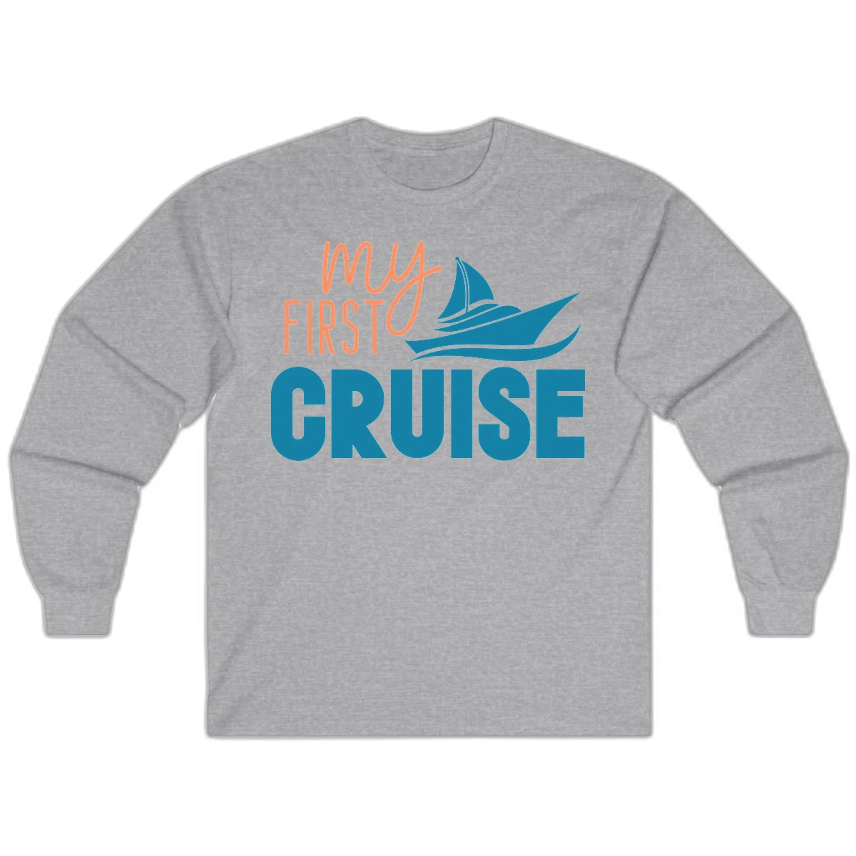 My First Cruise Long Sleeve Tee for Cool Evenings in Sport Grey