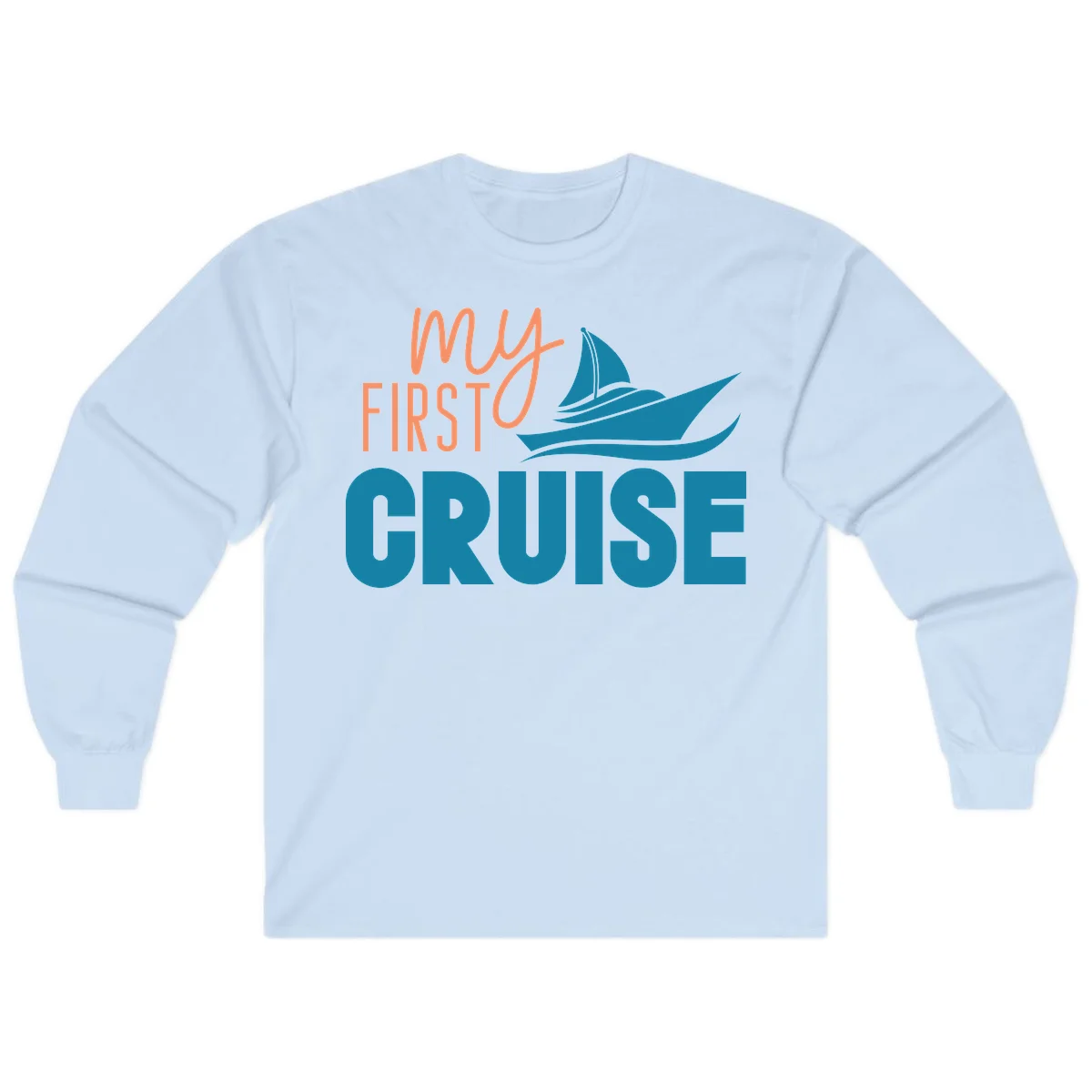 My First Cruise Long Sleeve Tee for Cool Evenings in Light Blue