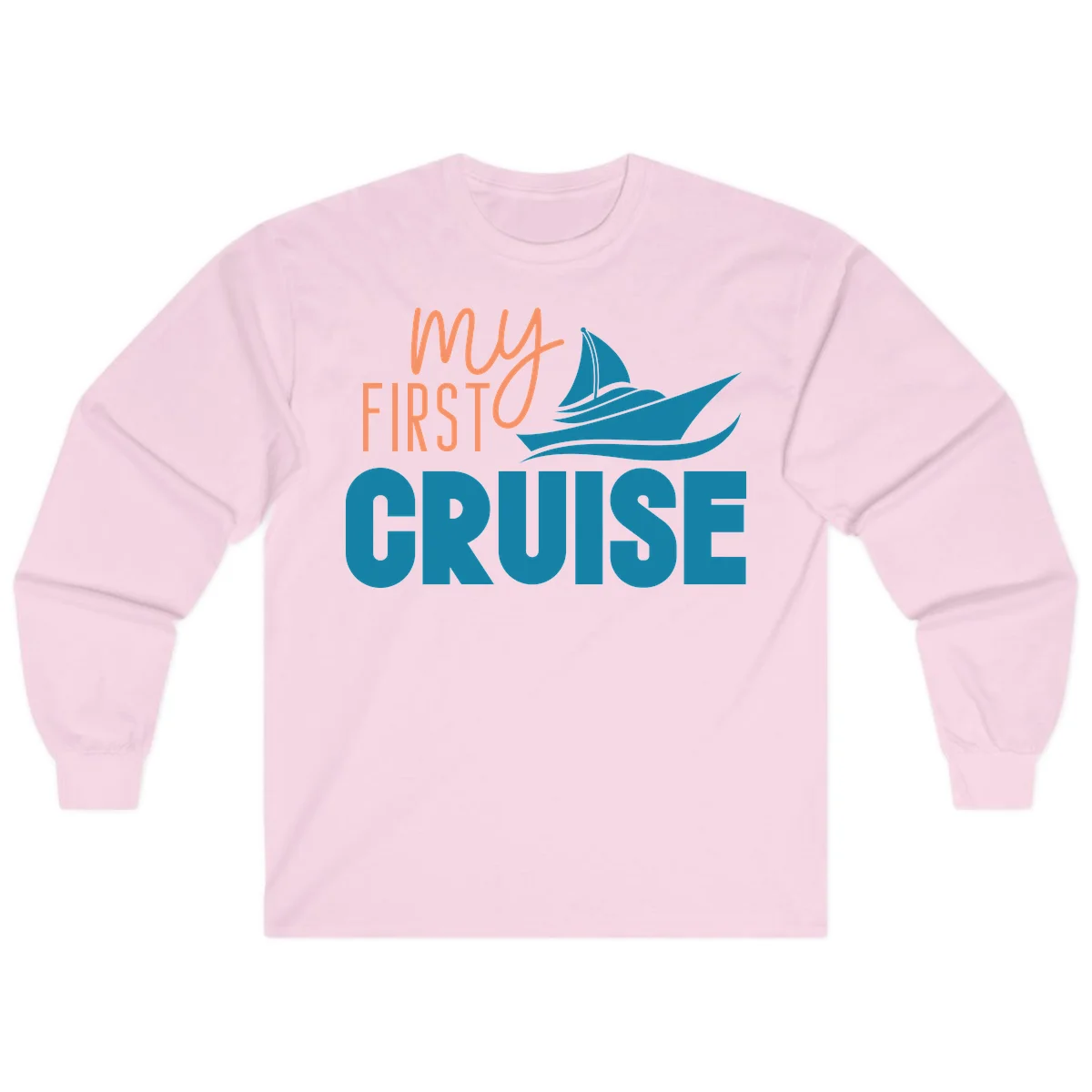 My First Cruise Long Sleeve Tee for Cool Evenings in Light Pink