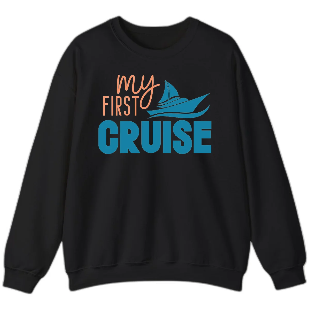 My First Cruise Crewneck Sweatshirt for Cozy Trips in Black