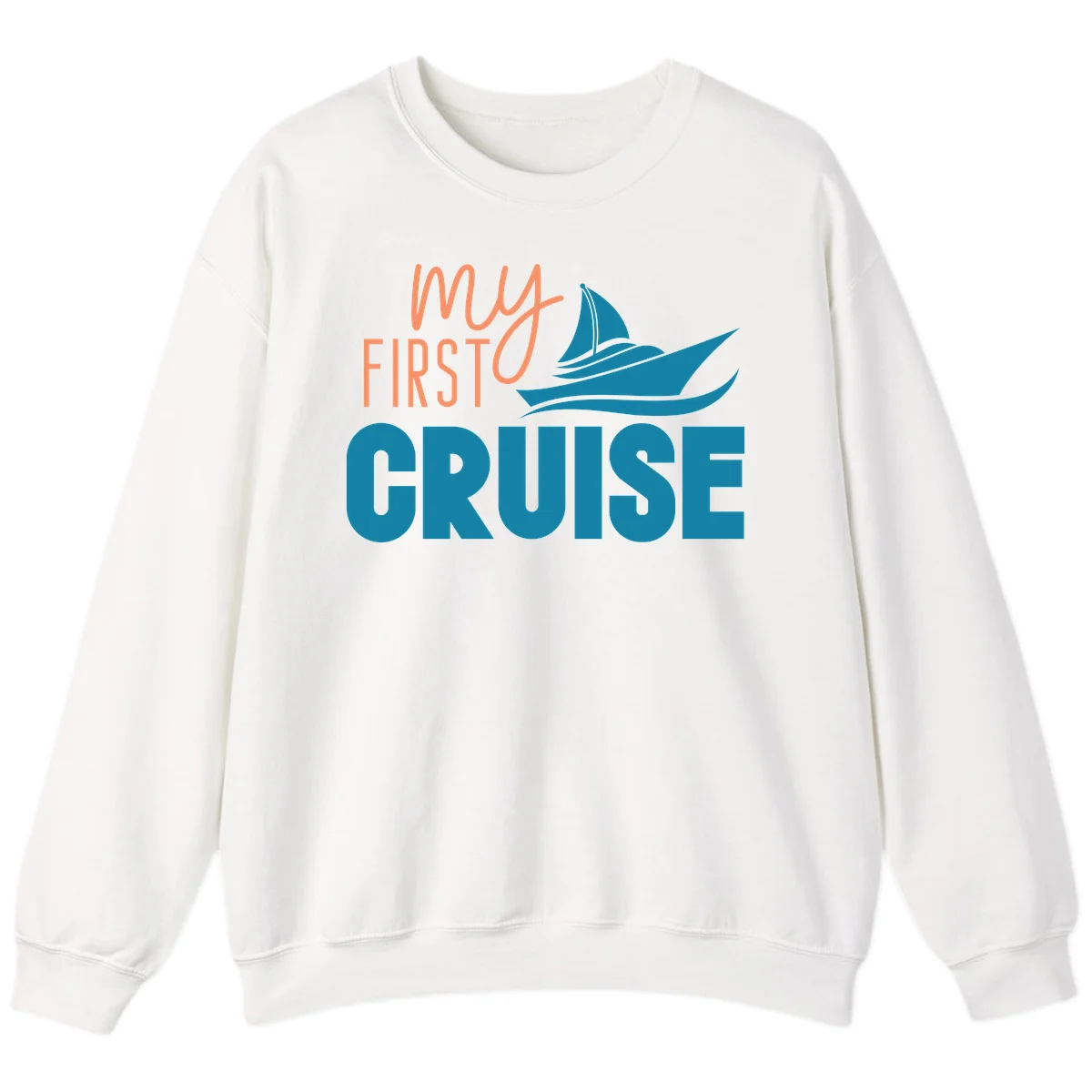 My First Cruise Crewneck Sweatshirt for Cozy Trips in White