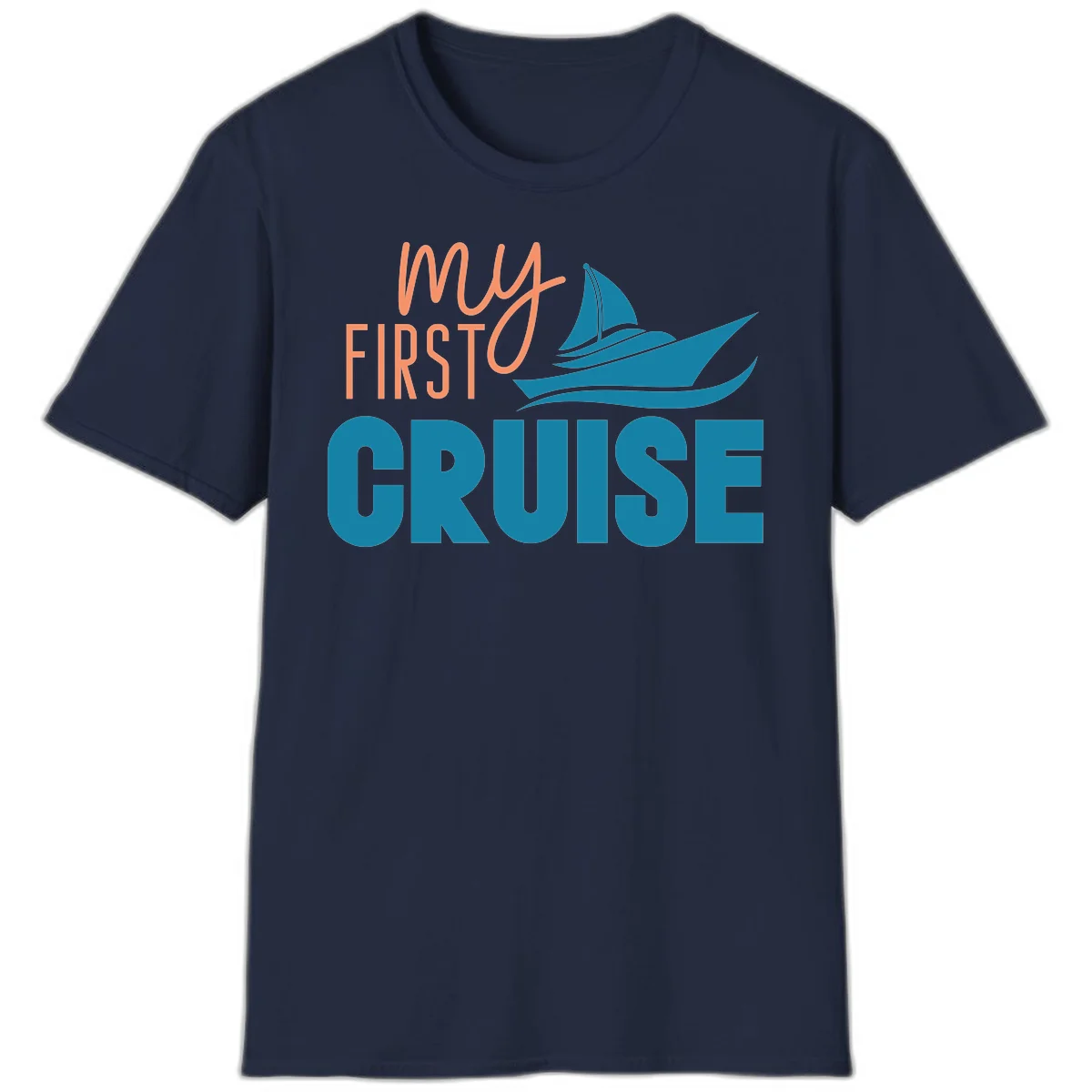My First Cruise Vacation T-Shirt with Sailboat Design in Navy