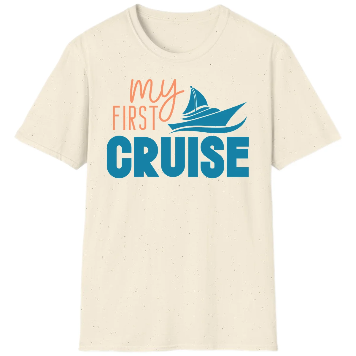 My First Cruise Vacation T-Shirt with Sailboat Design in Natural
