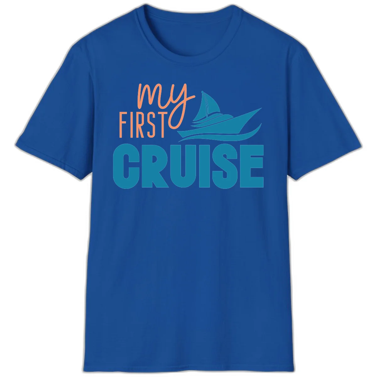 My First Cruise Vacation T-Shirt with Sailboat Design in Royal