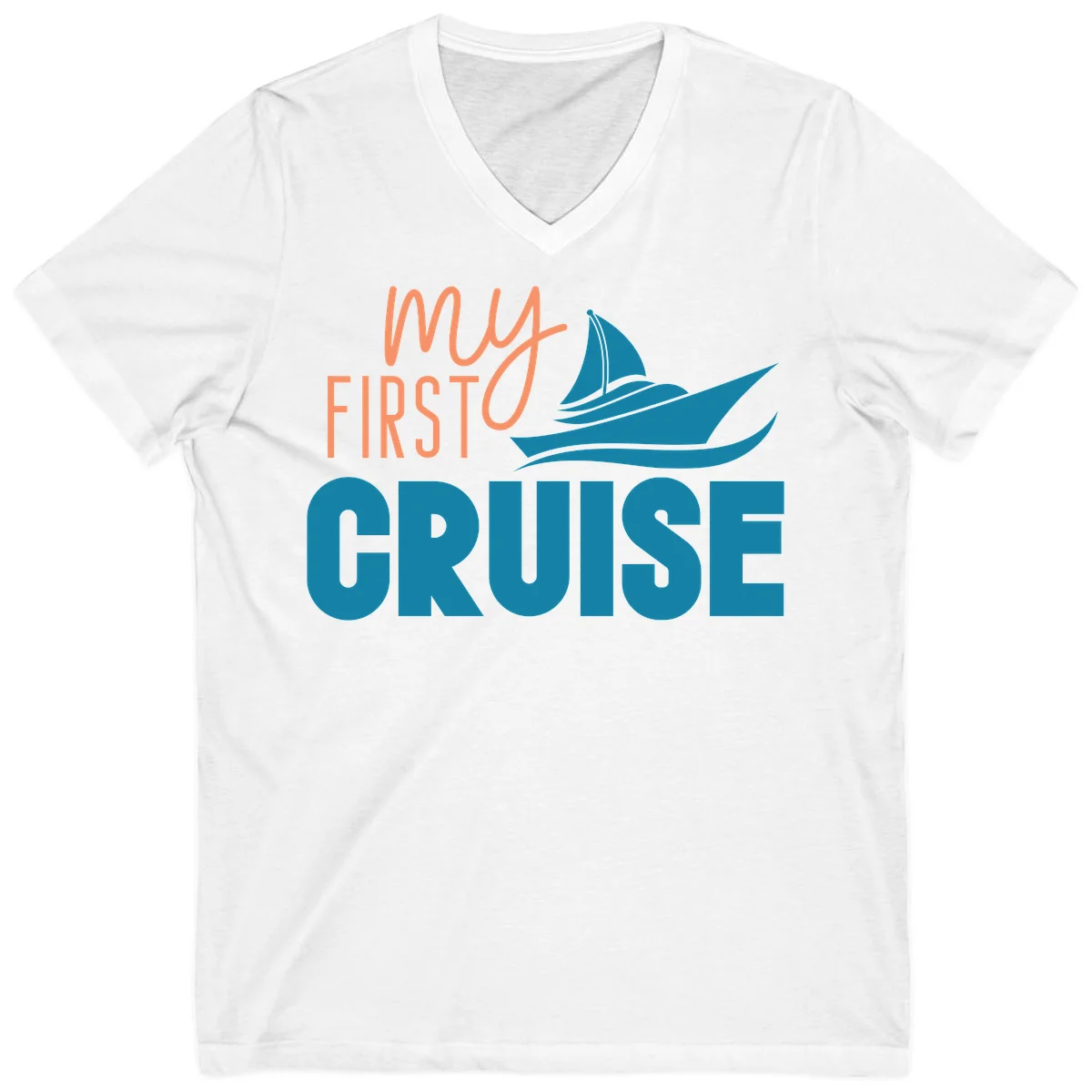My First Cruise V-Neck Tee for Your Maiden Voyage in White
