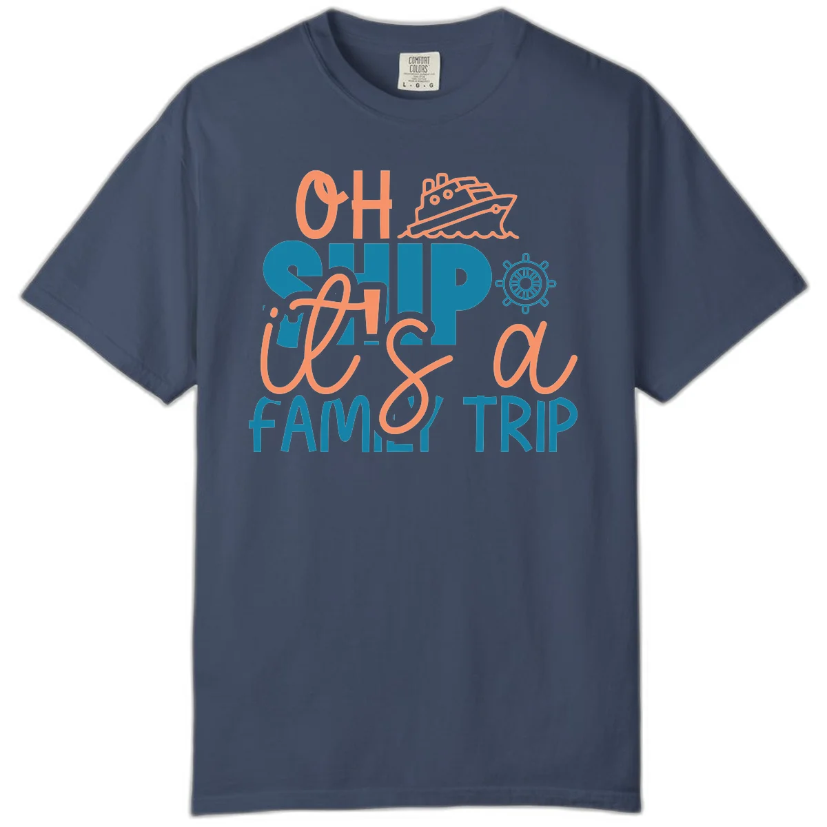 Oh Ship Family Cruise Trip Comfort Color Tee in Midnight