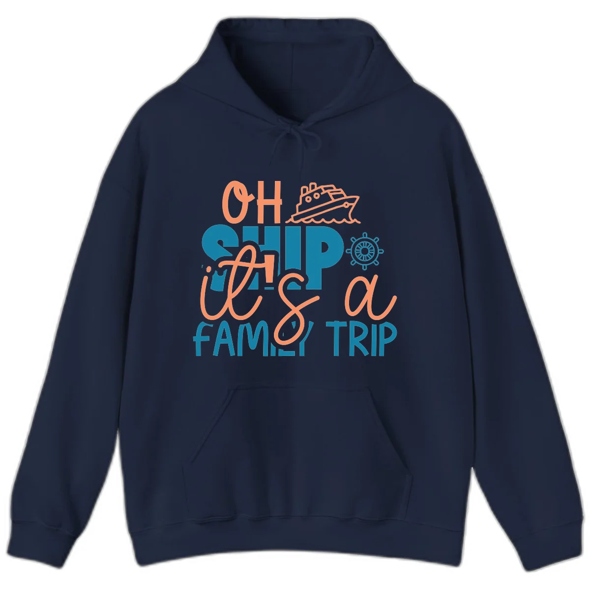 Oh Ship Family Cruise Trip Funny Nautical Hoodie in Navy