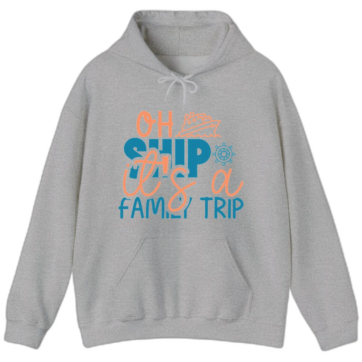 Oh Ship Family Cruise Trip Funny Nautical Hoodie in Sport Grey