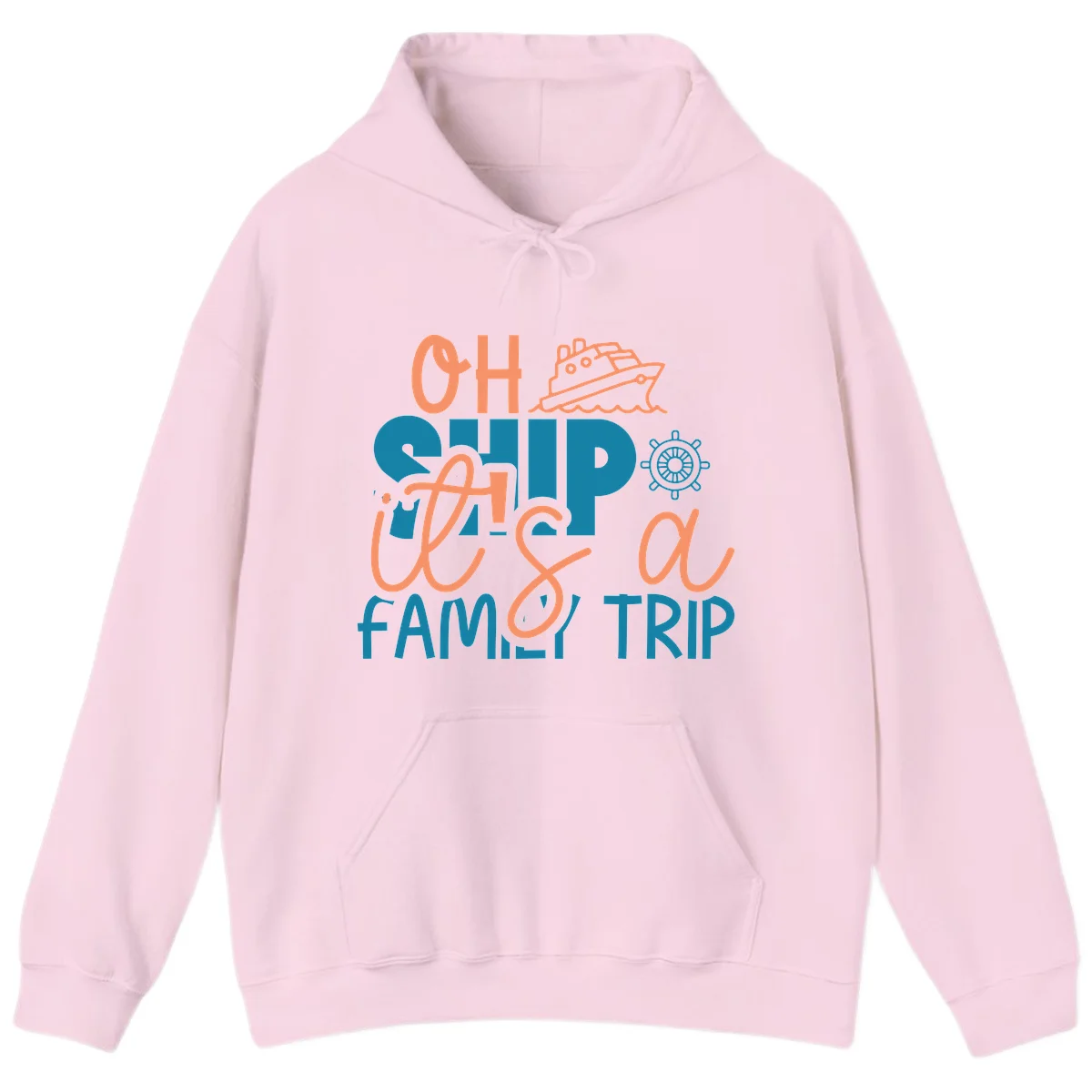 Oh Ship Family Cruise Trip Funny Nautical Hoodie in Light Pink